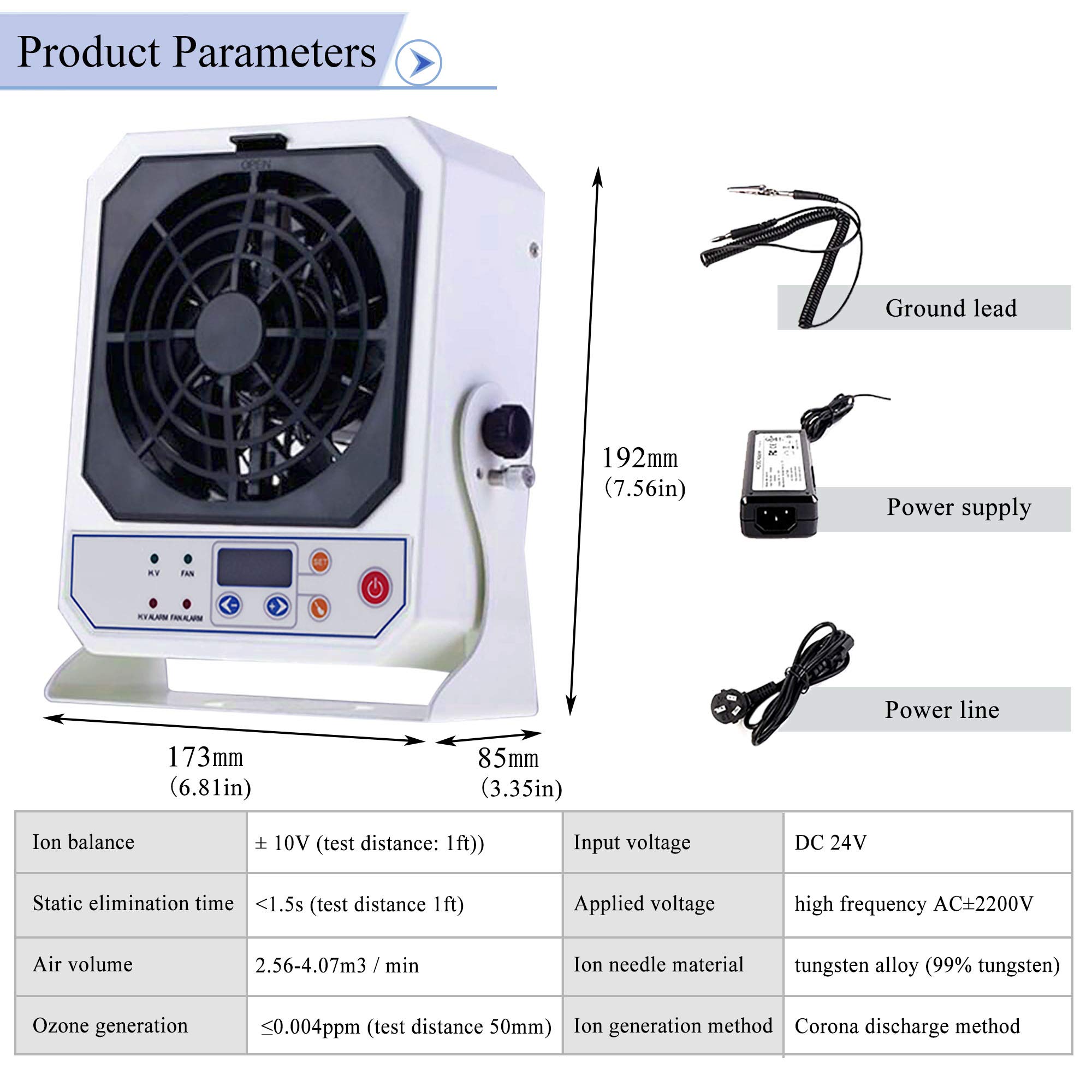 YUCHENGTECH Ionizing Air Blower - 110V Static Eliminator & Anti Static Fan for Electronics | ESD Ionizer for Workbench, PCB Assembly, and Cleanroom Use