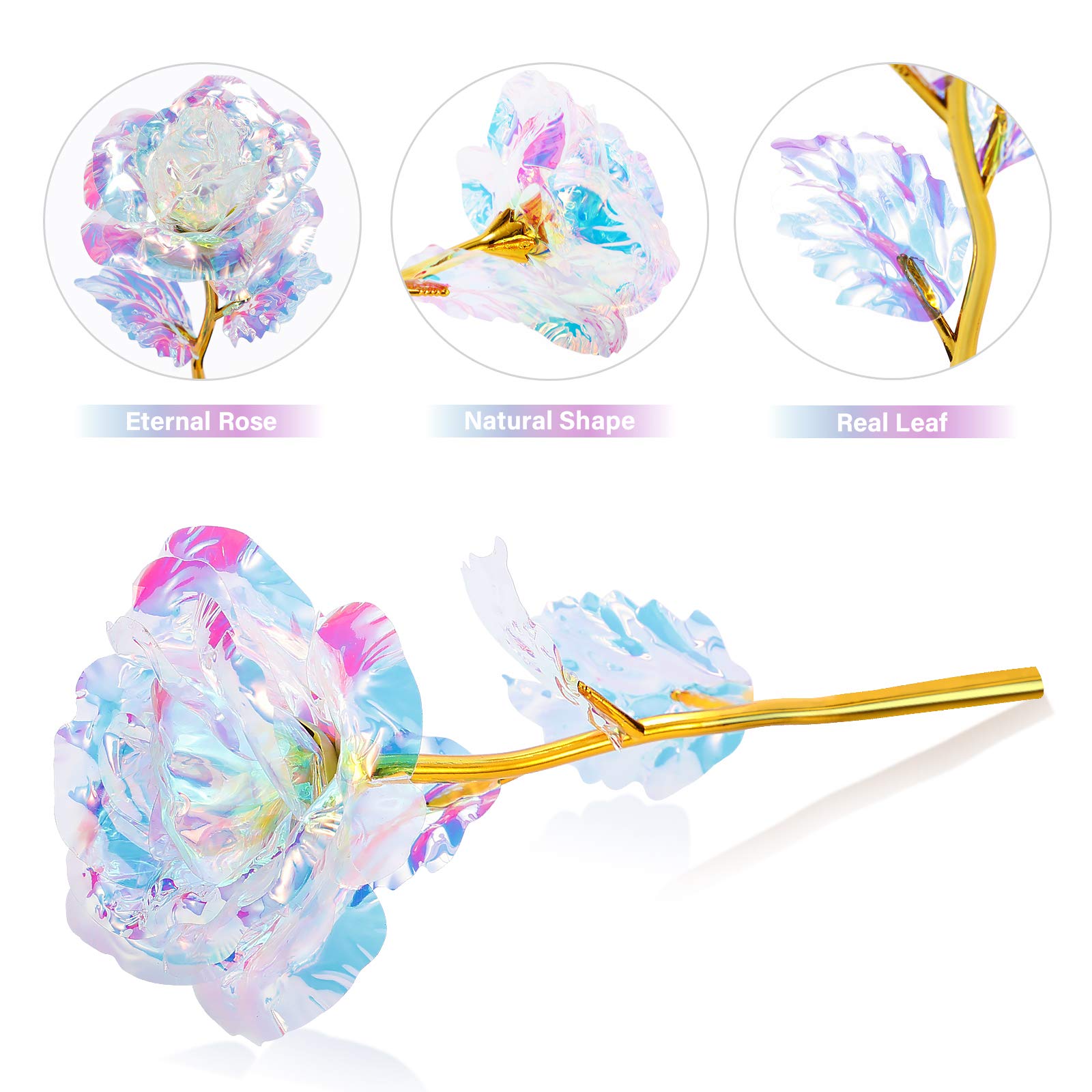 Eternal Galaxy Rose in Glass Dome - Unique Forever Flower Gift for Women, Girlfriend, Wife, Mom, Grandma - Perfect for Valentine's Day, Mother's Day, Birthday & Anniversaries - Romantic Home Decor & Special Occasion Gift