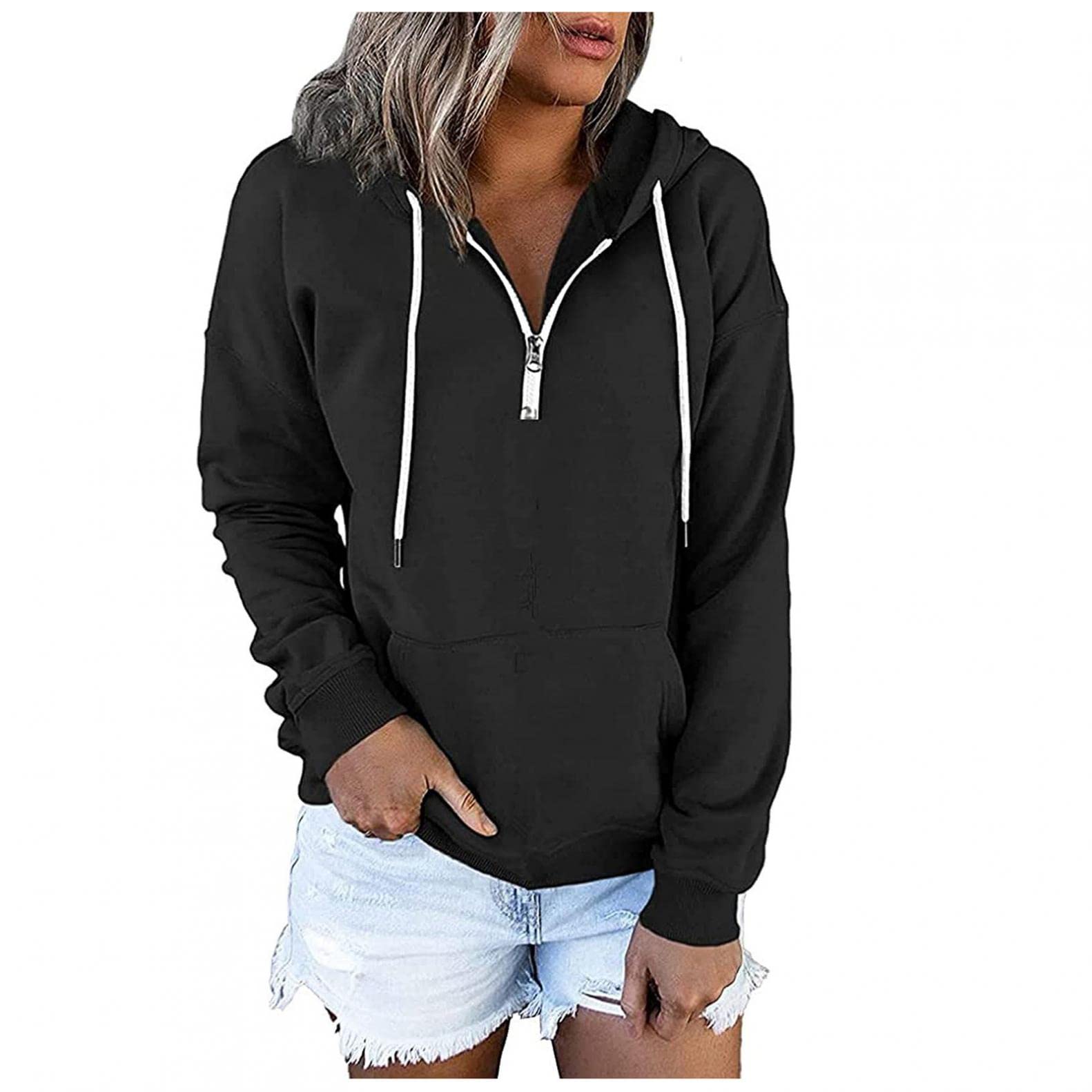 Women's Fall Hoodies - Cozy Long Sleeve Zip Up Hooded Sweatshirt with Pockets & Drawstring | Casual Pullover Tops for Autumn Outfits, Outdoor Activities & Lounge Wear