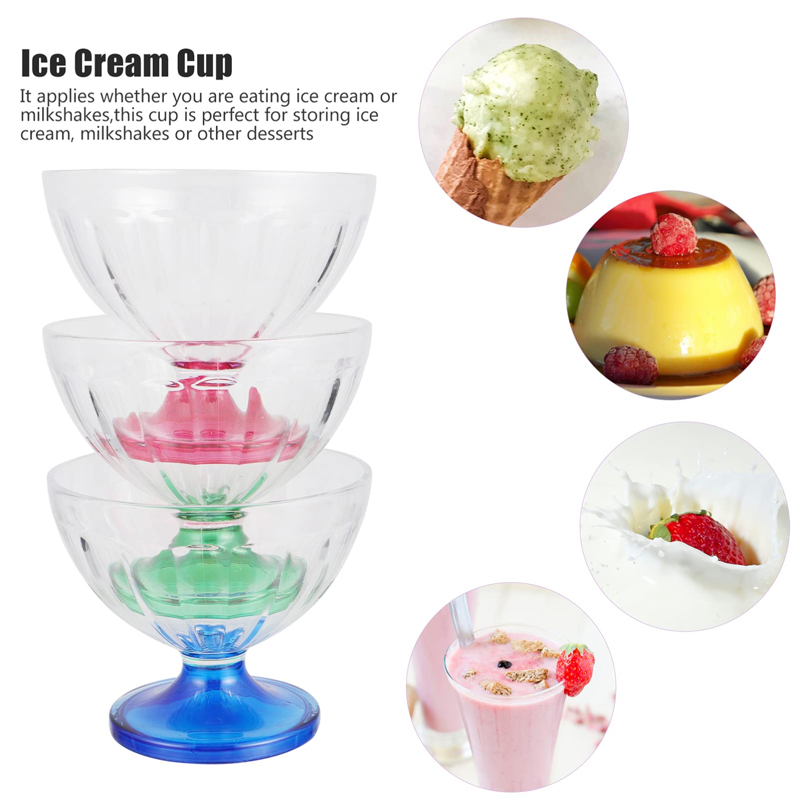 Premium 3-Piece Glass Ice Cream Bowls Set - Tulip Sundae Cups, Dessert Bowls & Footed Trifle Dishes for Ice Cream, Parfaits, Salads, Yogurt - Elegant Serving Bowls for Parties, Restaurants & Home Entertaining