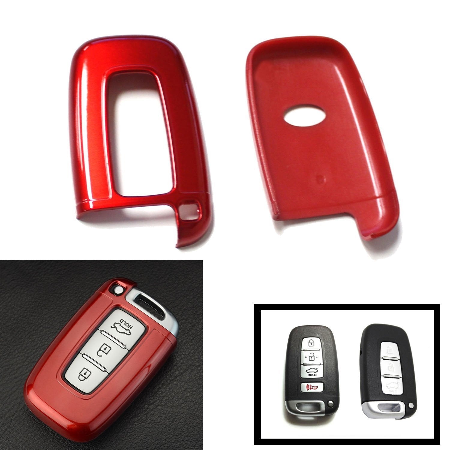 Premium Glossy Red Remote Smart Key Cover - Exact Fit for Hyundai & Kia Vehicles | Durable Shell Holder Protector | Perfect for Daily Use, Travel & Car Protection