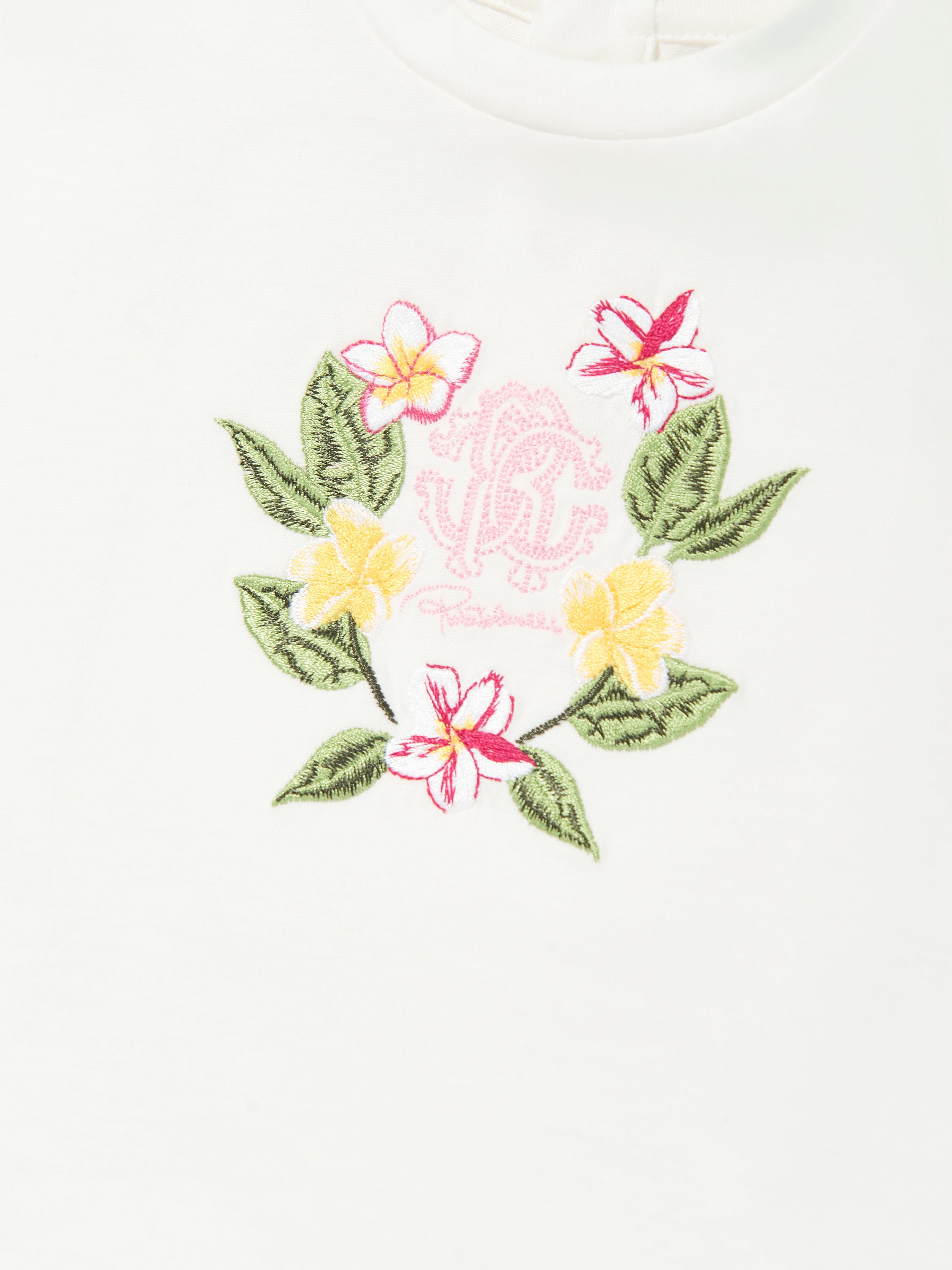 Baby Girls Floral Print Logo T-Shirt - White Cotton Tee for Toddlers | Casual Outfit, Playdate & Family Photos
