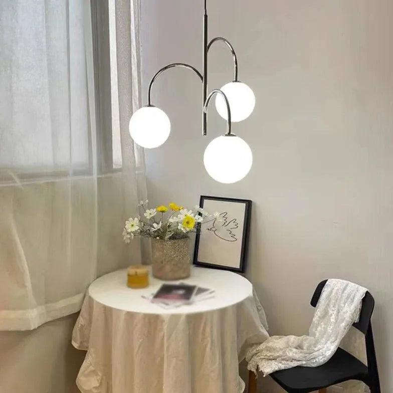 3-Head Glass Ball Minimalist Pendant Light Fixture - Modern Ceiling Lighting for Dining Room, Kitchen Island & Bedroom Decor