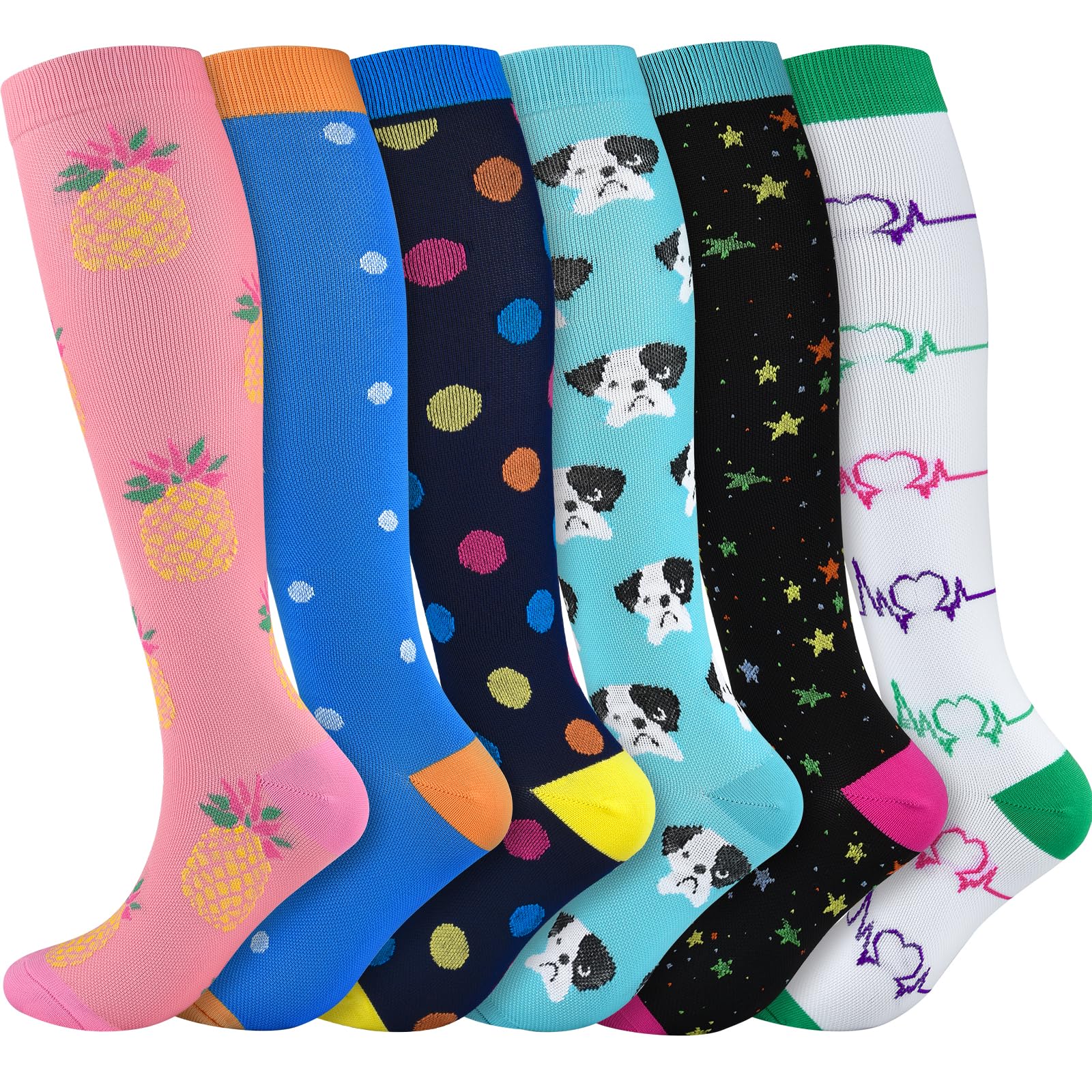 TRIITECH 6 Pairs Copper Compression Socks for Women & Men - 15-20mmHg Graduated Support for Running, Hiking, Nursing, Travel & Recovery - Improve Circulation & Reduce Swelling