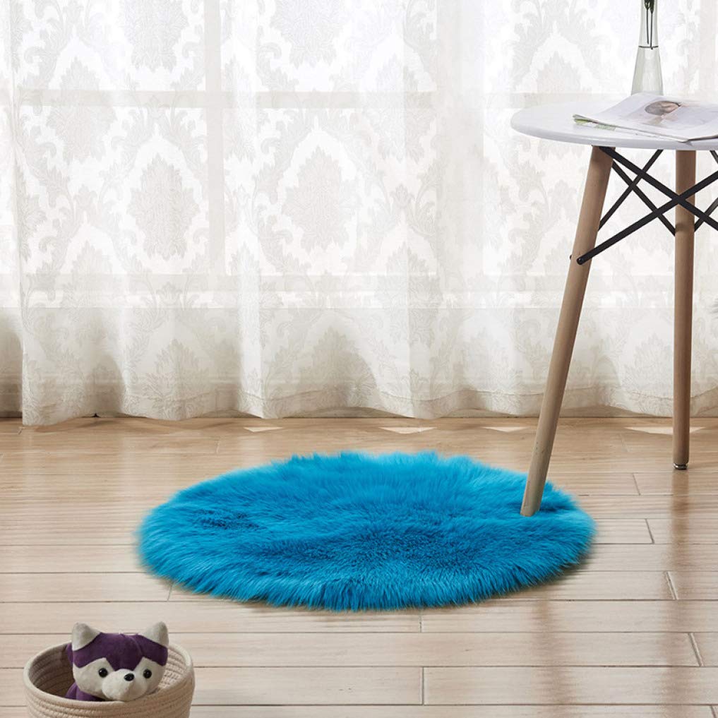 Soft Round Plush Shaggy Area Rug - Cozy Floor Carpet for Bedroom, Nursery, Living Room | Warm Winter Decor for Bay Window, Chair Pad & Home Comfort