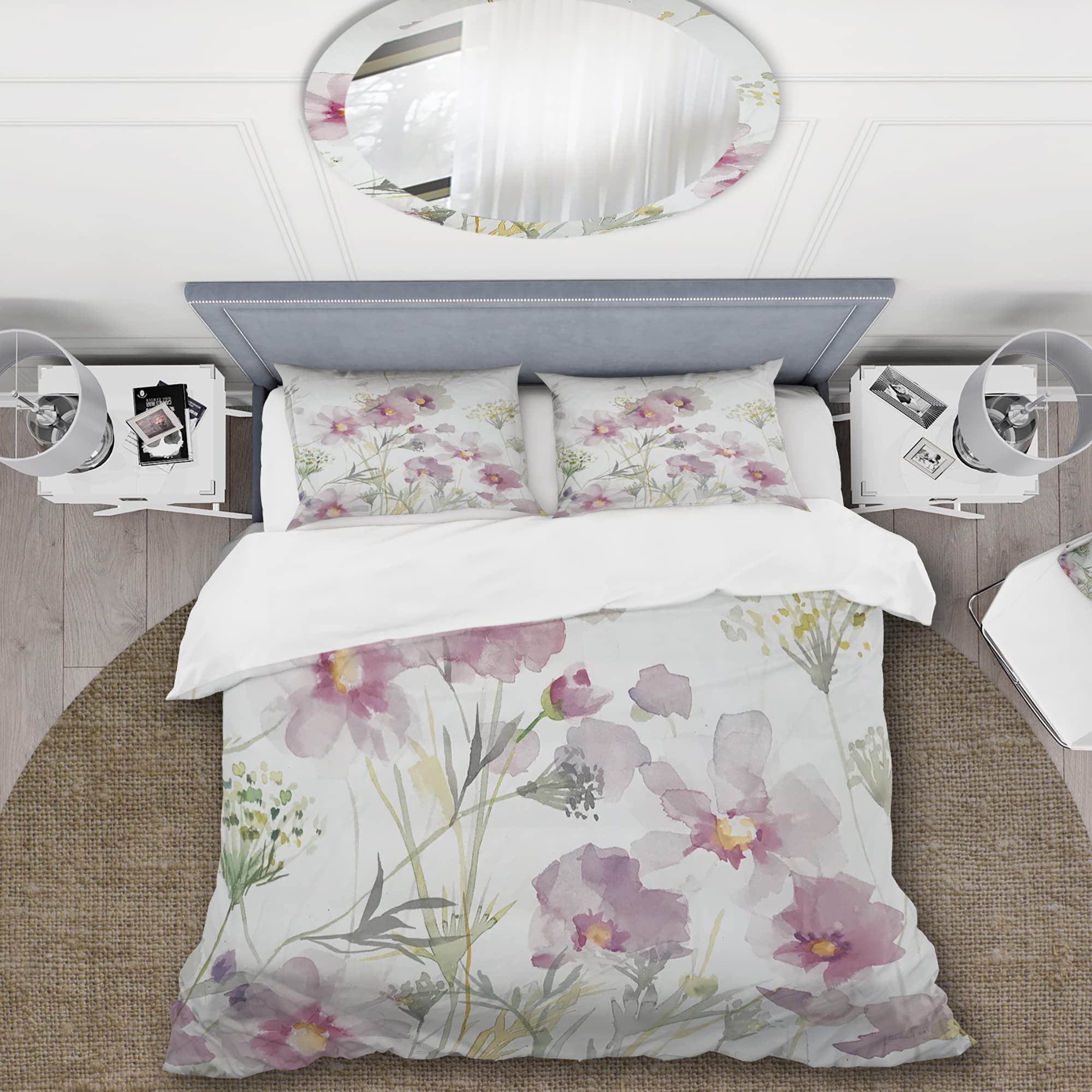 DesignQ Shabby Chic Floral Duvet Cover Set - King Size 3-Piece Pink Bedding | Soft & Breathable All-Season Comforter Cover | Perfect for Master Bedroom, Guest Room & Cozy Farmhouse Decor