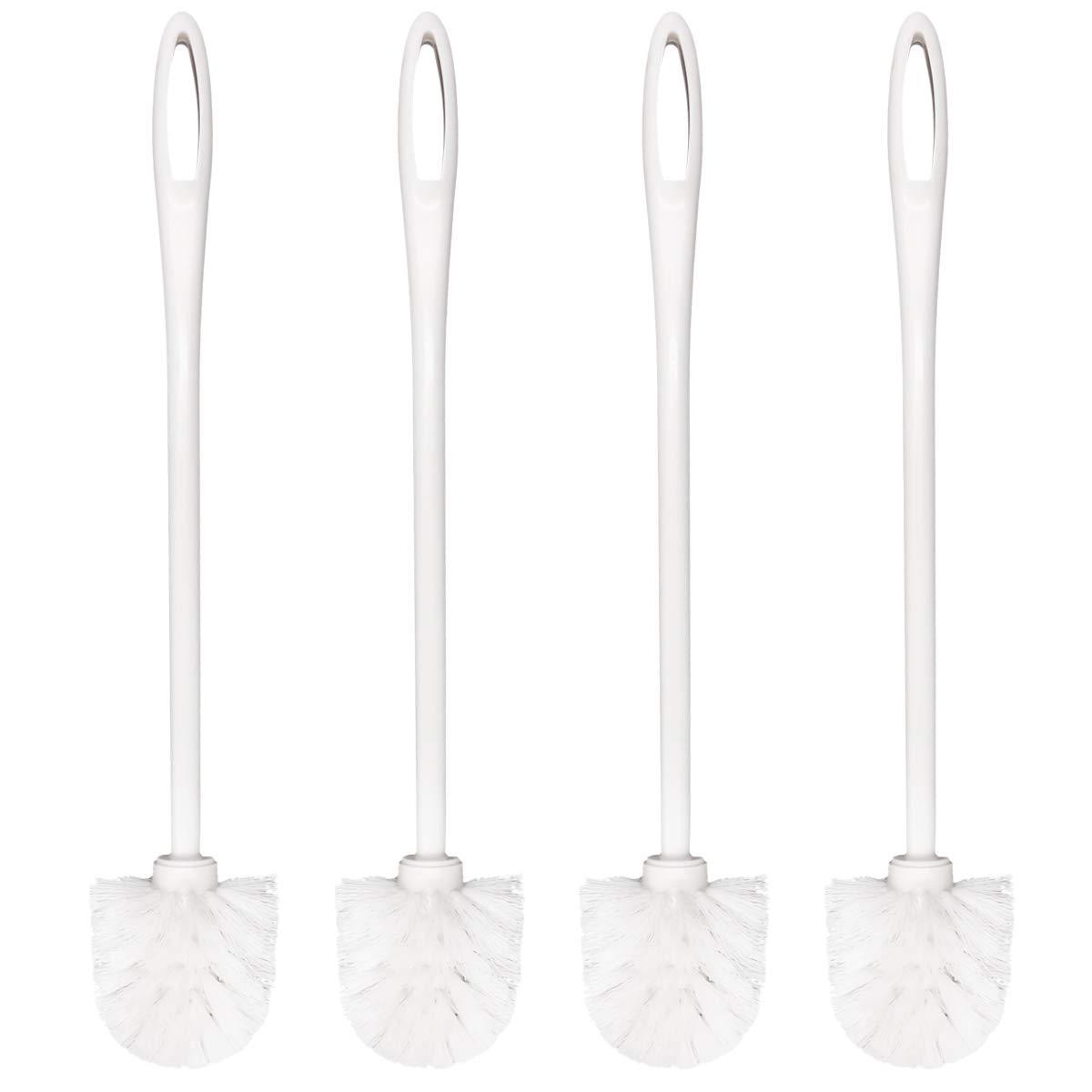 Eco-Friendly Plastic Toilet Brush Set with Soft Bristles & Long Handle (14.17 Inch) - 4 Pack - Perfect for Bathroom Cleaning & Hygiene Maintenance