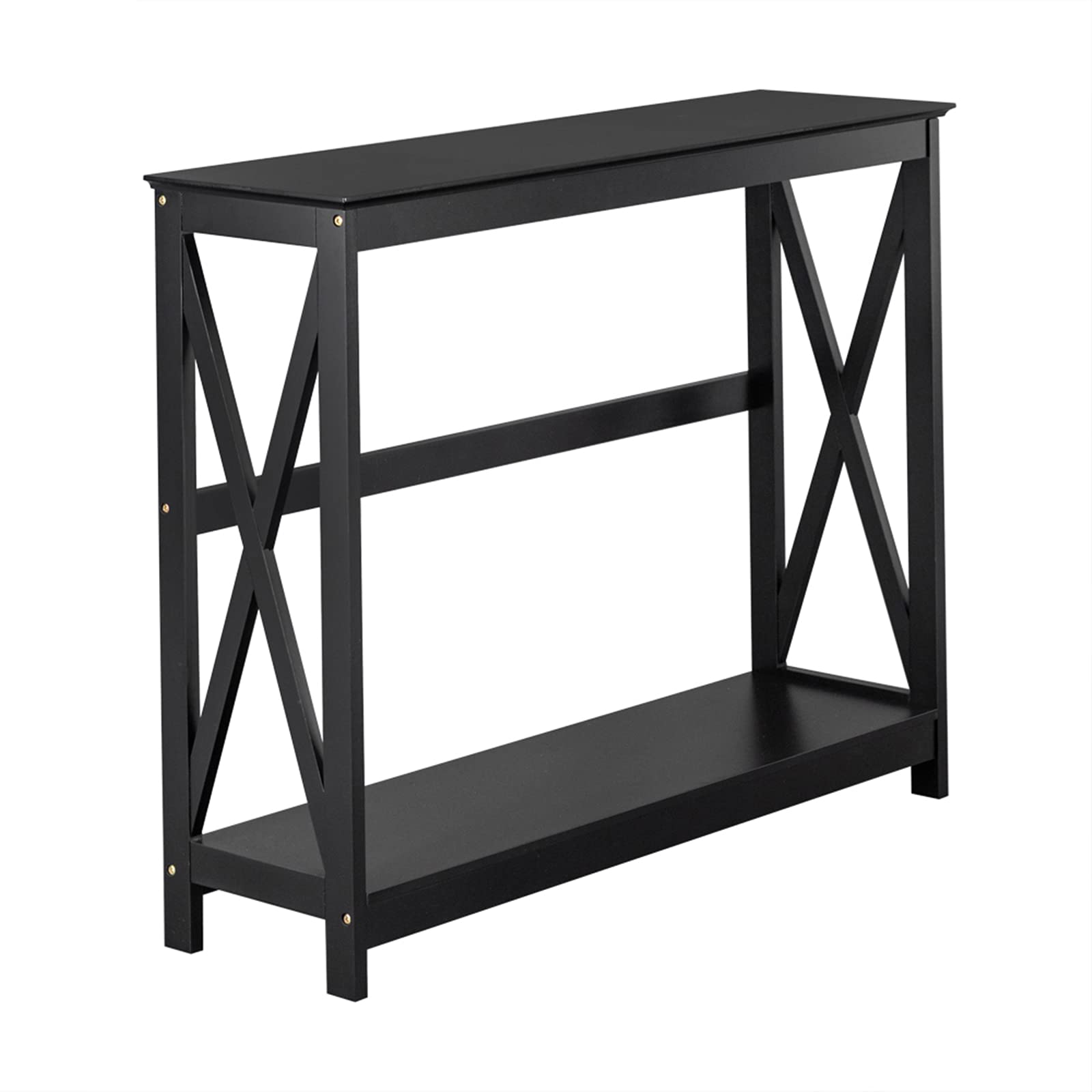 Tesmula GT2-ZJ Black Side Cross Porch Table - Outdoor Patio Furniture for Garden, Deck, or Balcony