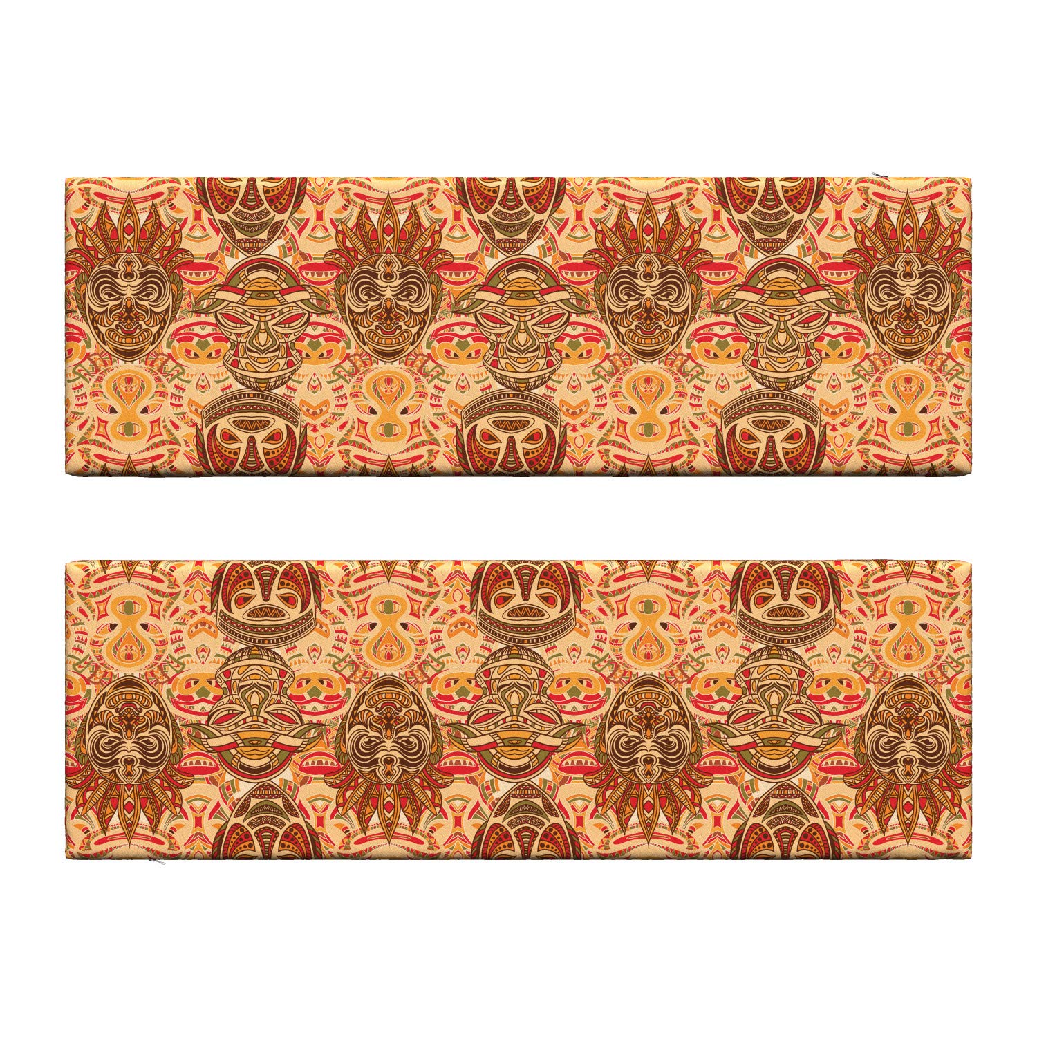 Ambesonne African Print Bench Cushion Set of 2 - Sand Brown & Orange Geometric Pattern Design with Standard Size Foam Pad & Decorative Cover - Perfect for Patio Furniture, Outdoor Benches, and Home Decor