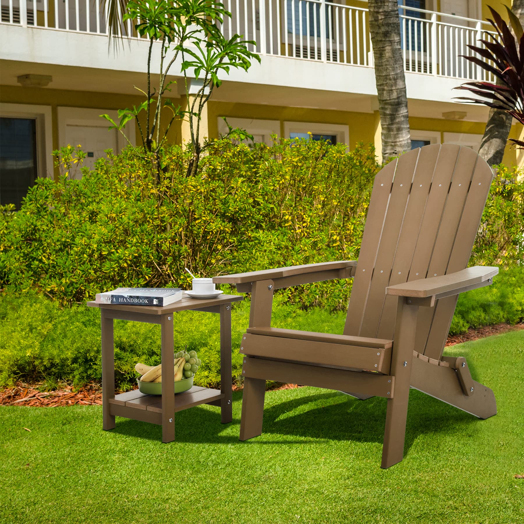Weather-Resistant Double Adirondack Outdoor Side Table - Durable Teak Rectangular Patio End Table for Adirondack Chairs | Perfect for Poolside, Garden, and Deck Relaxation