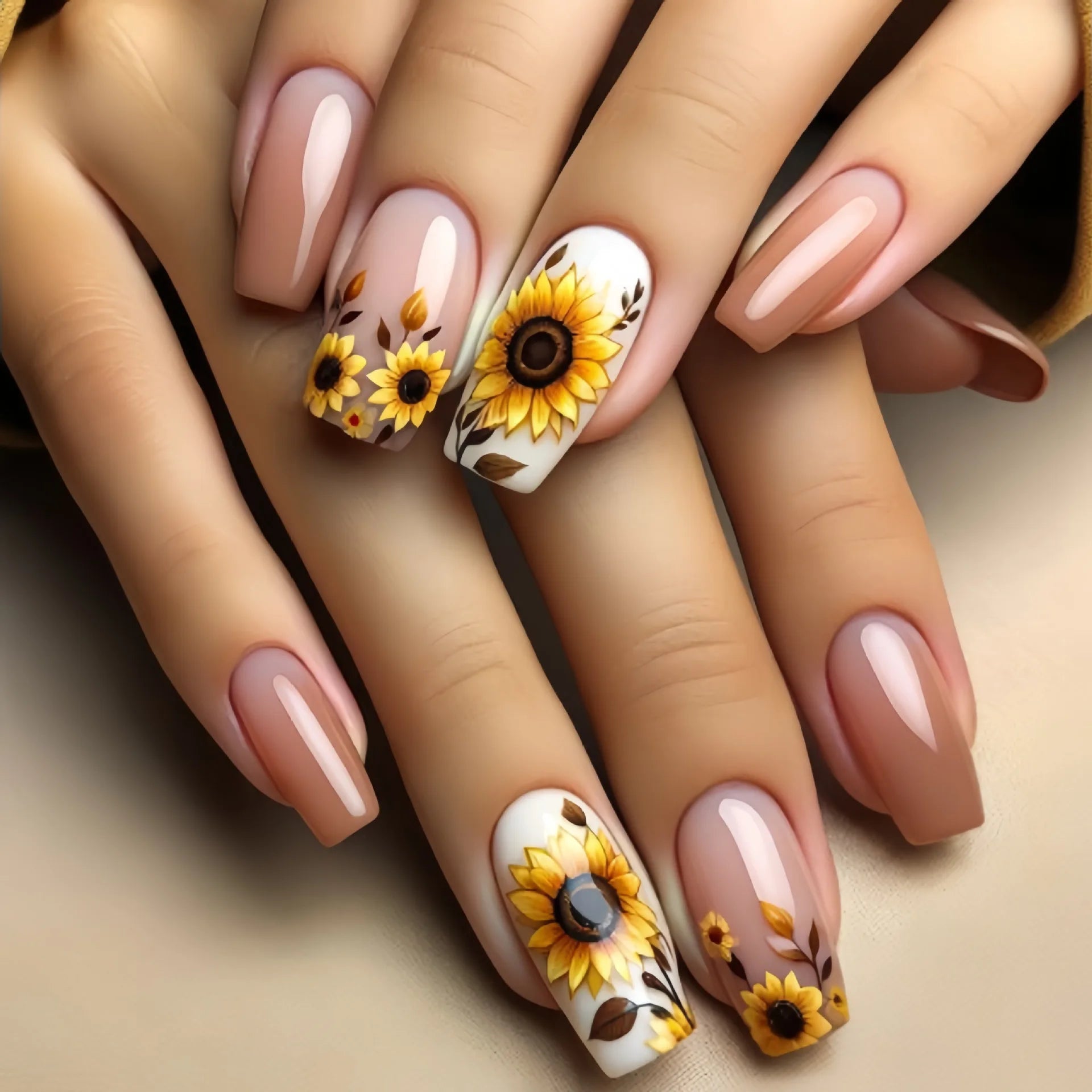 24Pcs White Square Press on Nails - French Ink Wash Design False Nails Set, Short Fashion Fake Nails with Adhesive for Women, Perfect for Daily Wear, Parties, Weddings and Special Occasions
