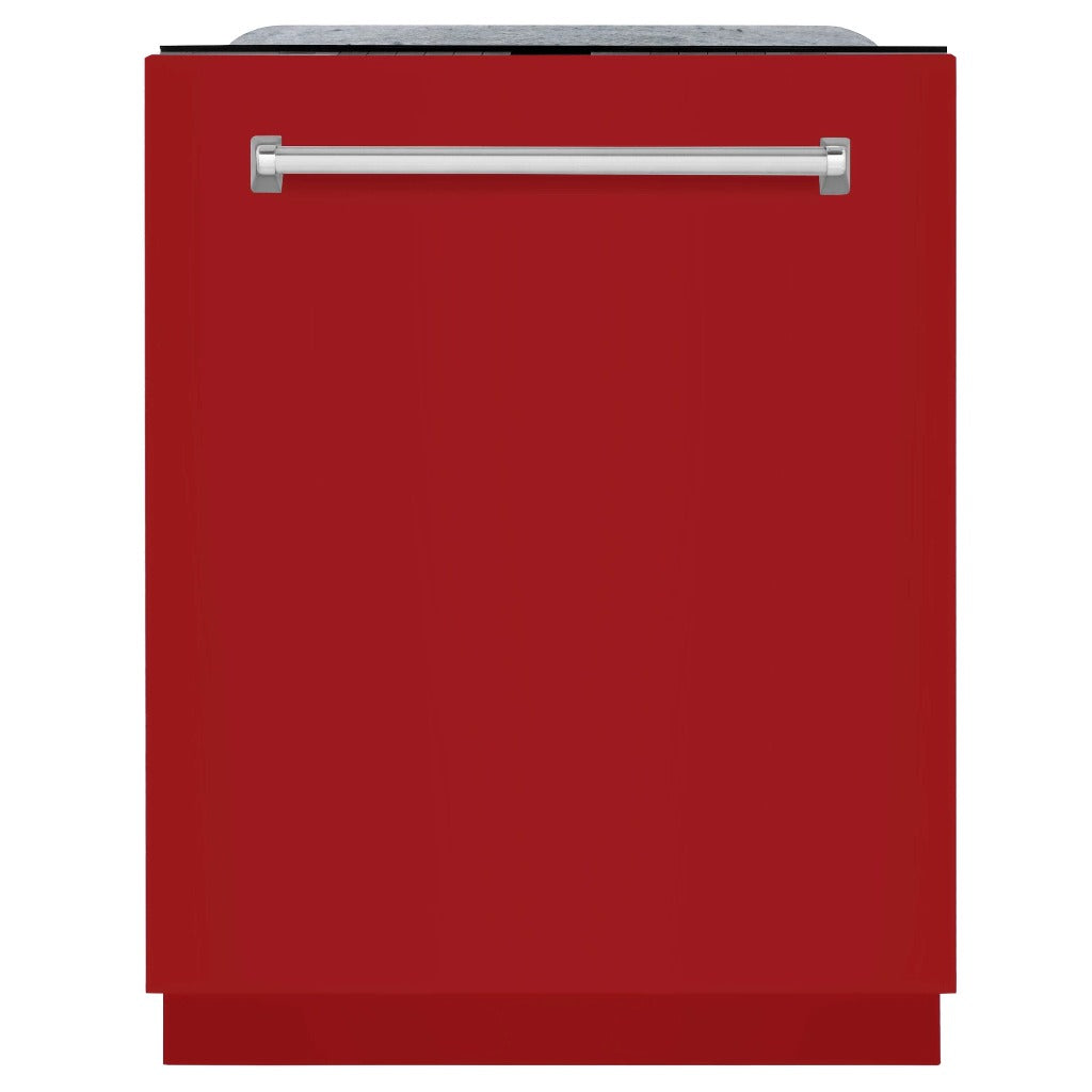 ZLINE 24 Inch Monument Series 3rd Rack Top Touch Control Dishwasher - Red Gloss Finish, Stainless Steel Tub, Ultra Quiet 45dBa (DWMT RG 24) - Perfect for Modern Kitchens & Open-Concept Homes