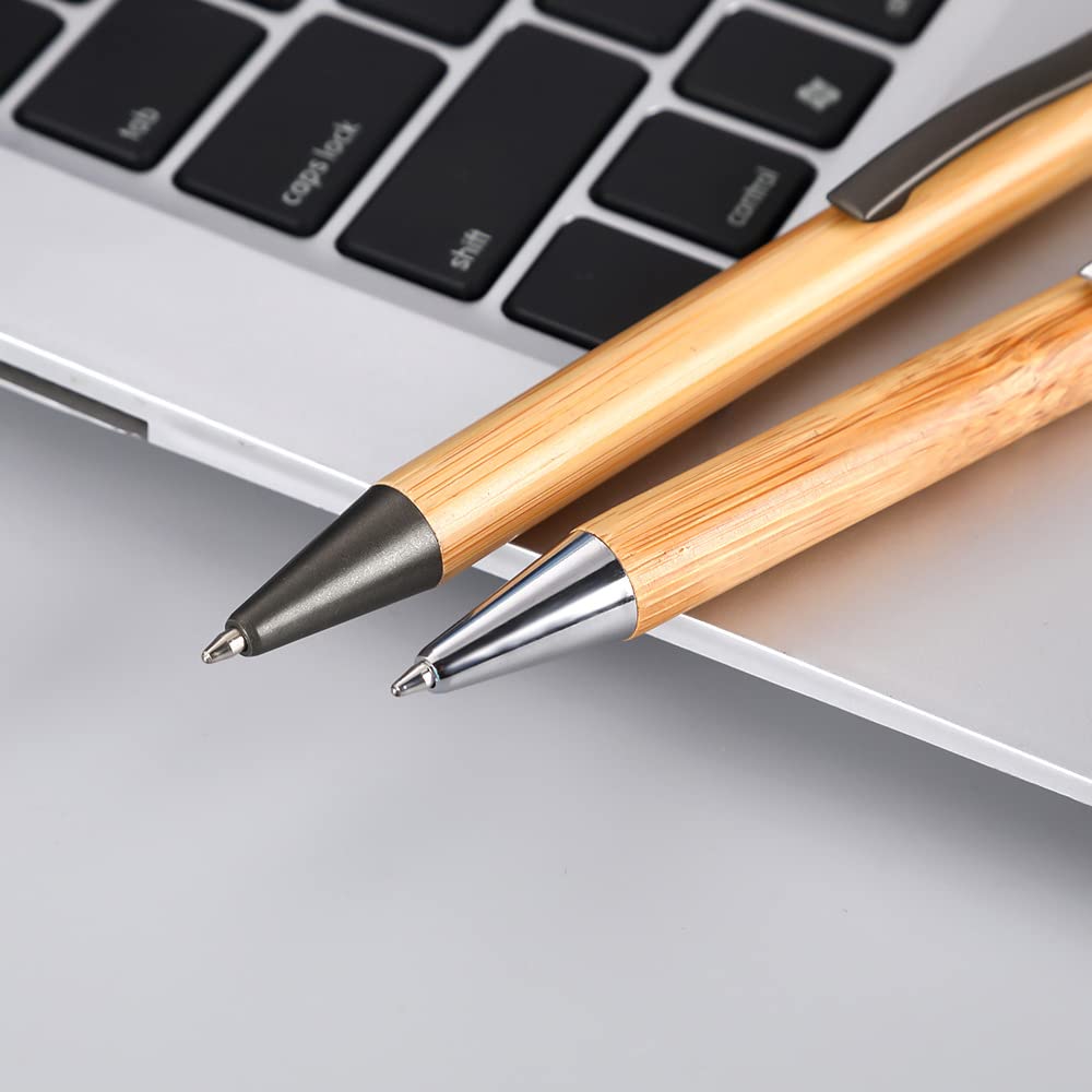 Custom Engraved Bamboo Ballpoint Pens Bulk (250PC) - Personalized Office & School Writing Pens with Logo for Graduation Gifts, Corporate Promotions & Everyday Use
