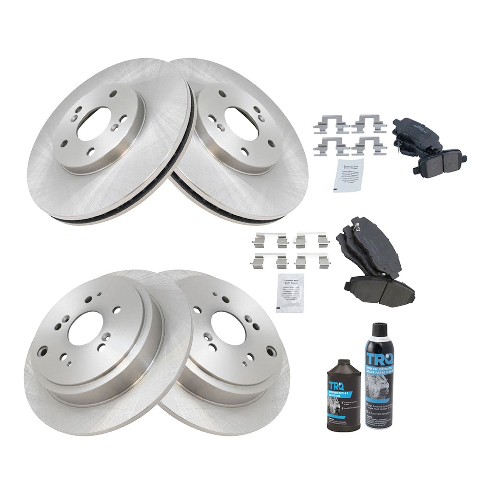 High-Performance Front & Rear Ceramic Brake Pads & Rotors Kit for 2003-2008 Honda Pilot - Includes Brake Chemical Kit - Smooth Stopping Power for City Driving & Highway Safety