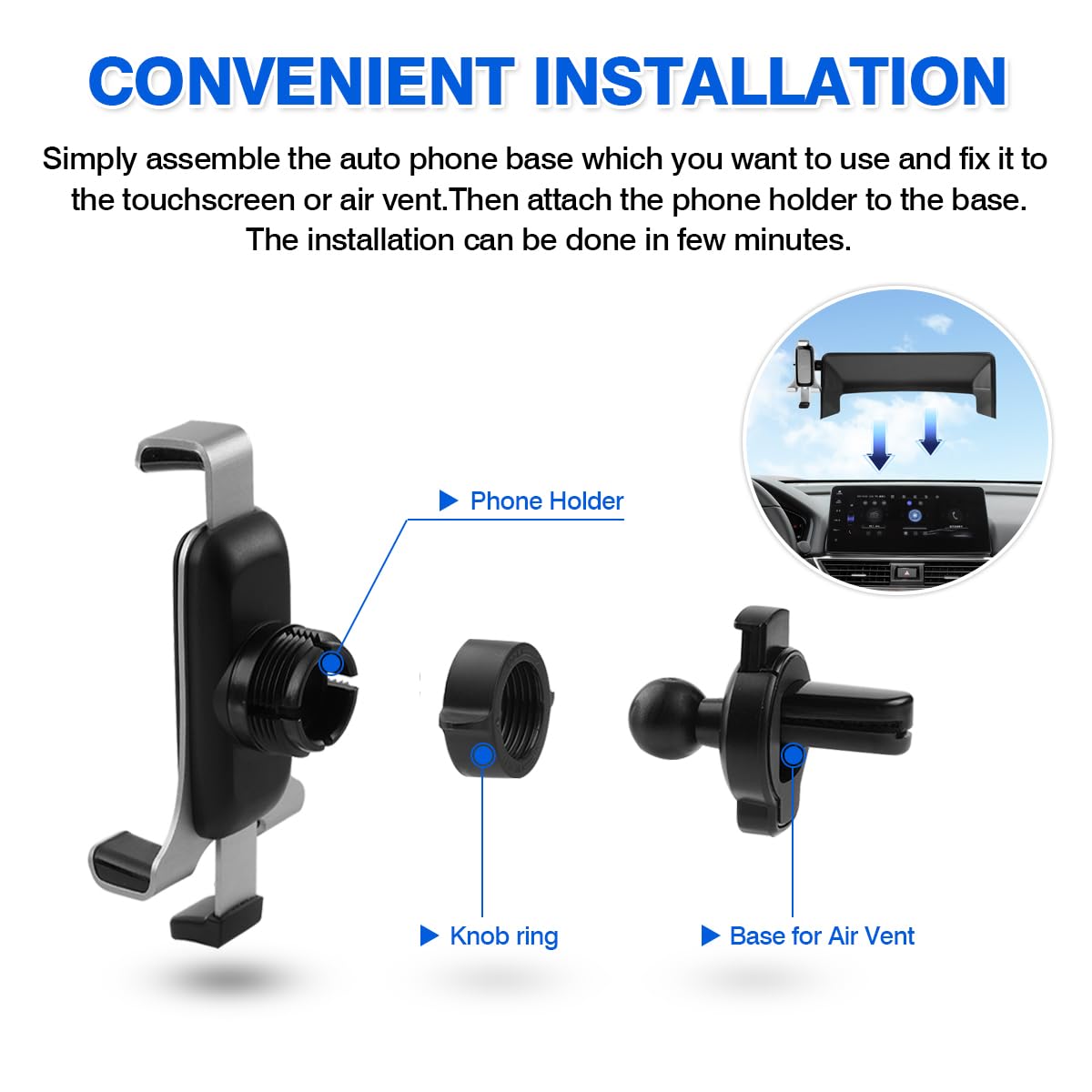 **Autorder Universal Car Phone Holder for Honda Accord 2018-2022 - Air Vent Mount with 360° Rotation, Hands-Free Clip for Secure Phone Mounting - Perfect for GPS Navigation & Safe Driving**