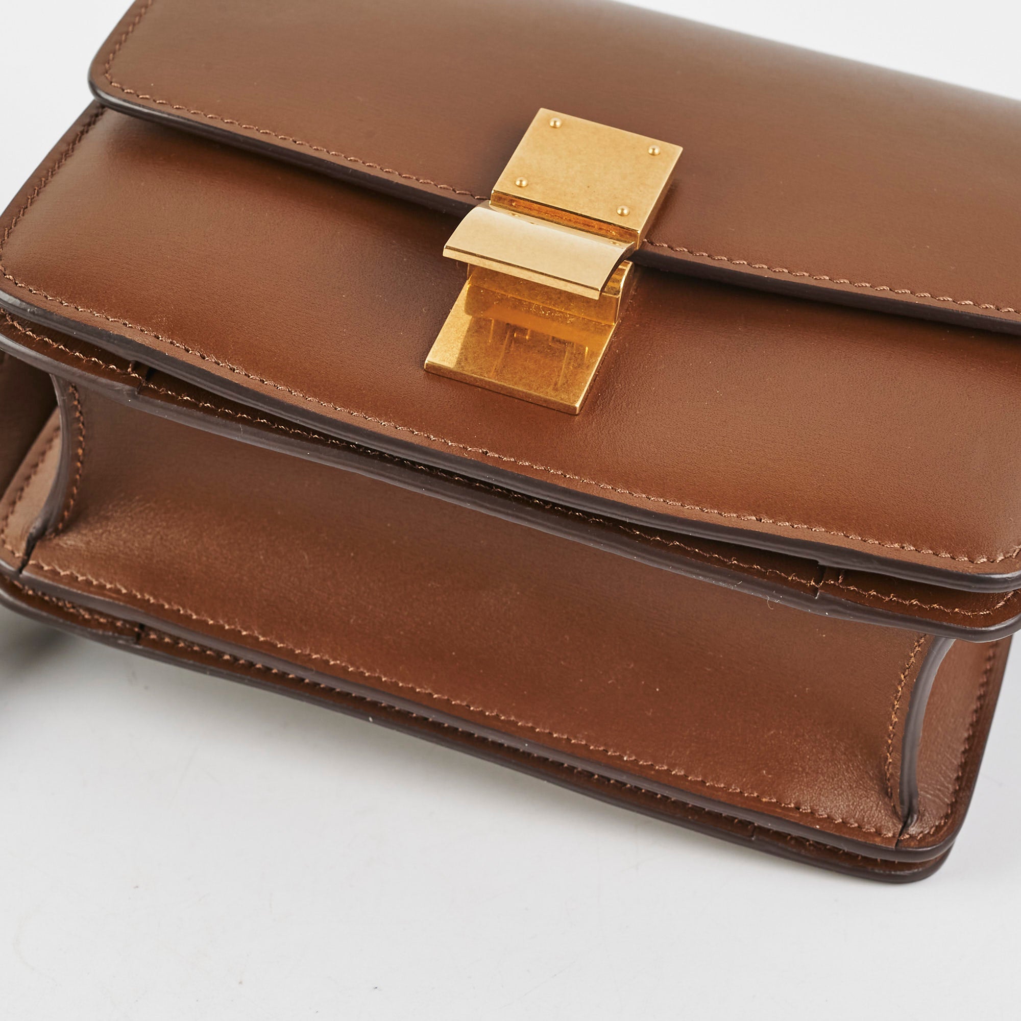 Celine Box Small Tan Leather Crossbody Bag for Women - Stylish & Luxurious Everyday Purse for Work, Travel & Date Night
