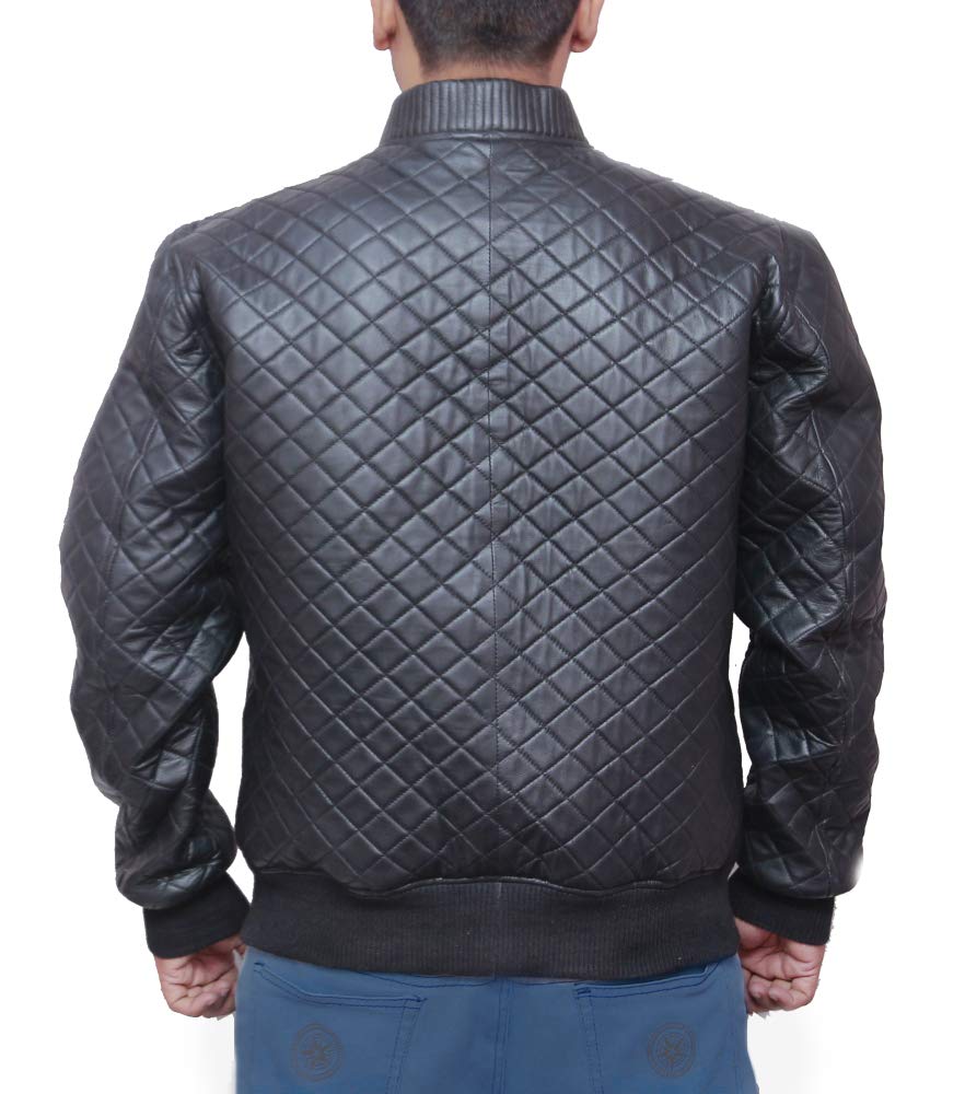 Premium Genuine Lambskin Leather Jacket for Men - Quilted Biker Style Real Leather Coat - Perfect for Motorcycle Riding, Casual Outfits & Winter Fashion