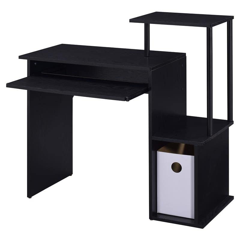Acme Lyphre Black Wooden Rectangle Computer Desk with Keyboard Tray - Home Office Workstation for Study, Gaming & Remote Work