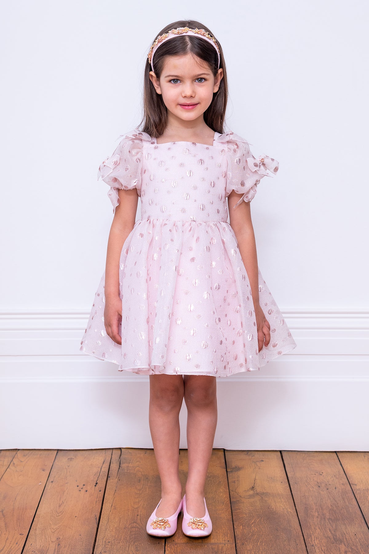 David Charles Pink Polka Dot Girls Dress - Cute Floral Print Party Dress for Toddler Girls | Perfect for Birthday Parties, Easter, Christmas & Special Occasions