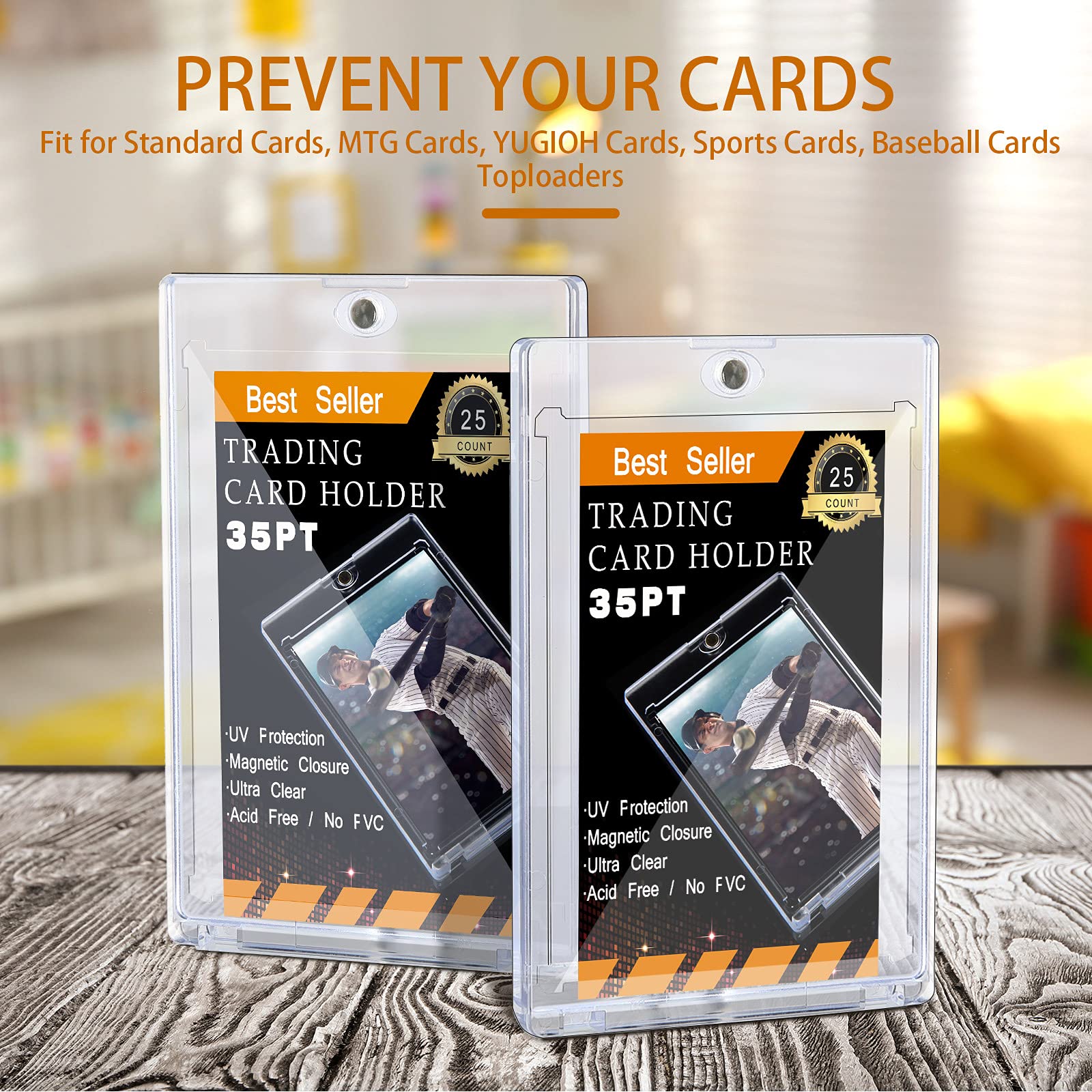 35PT Magnetic Card Holders - Premium Trading Card Protectors for Baseball, Sports & Game Cards - Secure Display Sleeves (35 Pieces) - Perfect for Collectors, Tournaments & Home Showcases