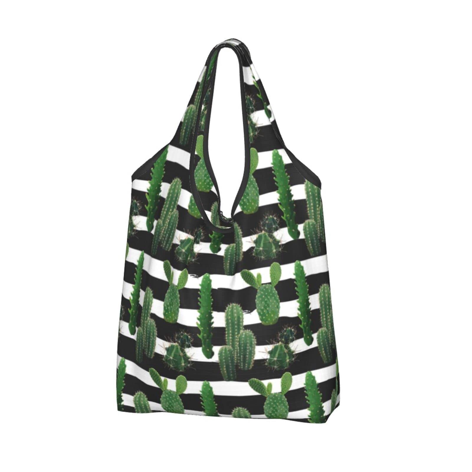 Eco-Friendly Reusable Shopping Bags - Large Waterproof Foldable Grocery Tote with Cactus Design | Perfect for Grocery Shopping, Farmers Market & Beach Trips