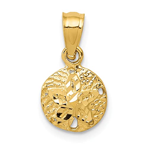 14K Yellow Gold Solid Sand Dollar Charm Pendant - Elegant Beach Jewelry for Necklace, Gift & Ocean-Themed Fashion Accessories | Perfect for Summer, Vacations & Coastal Styling
