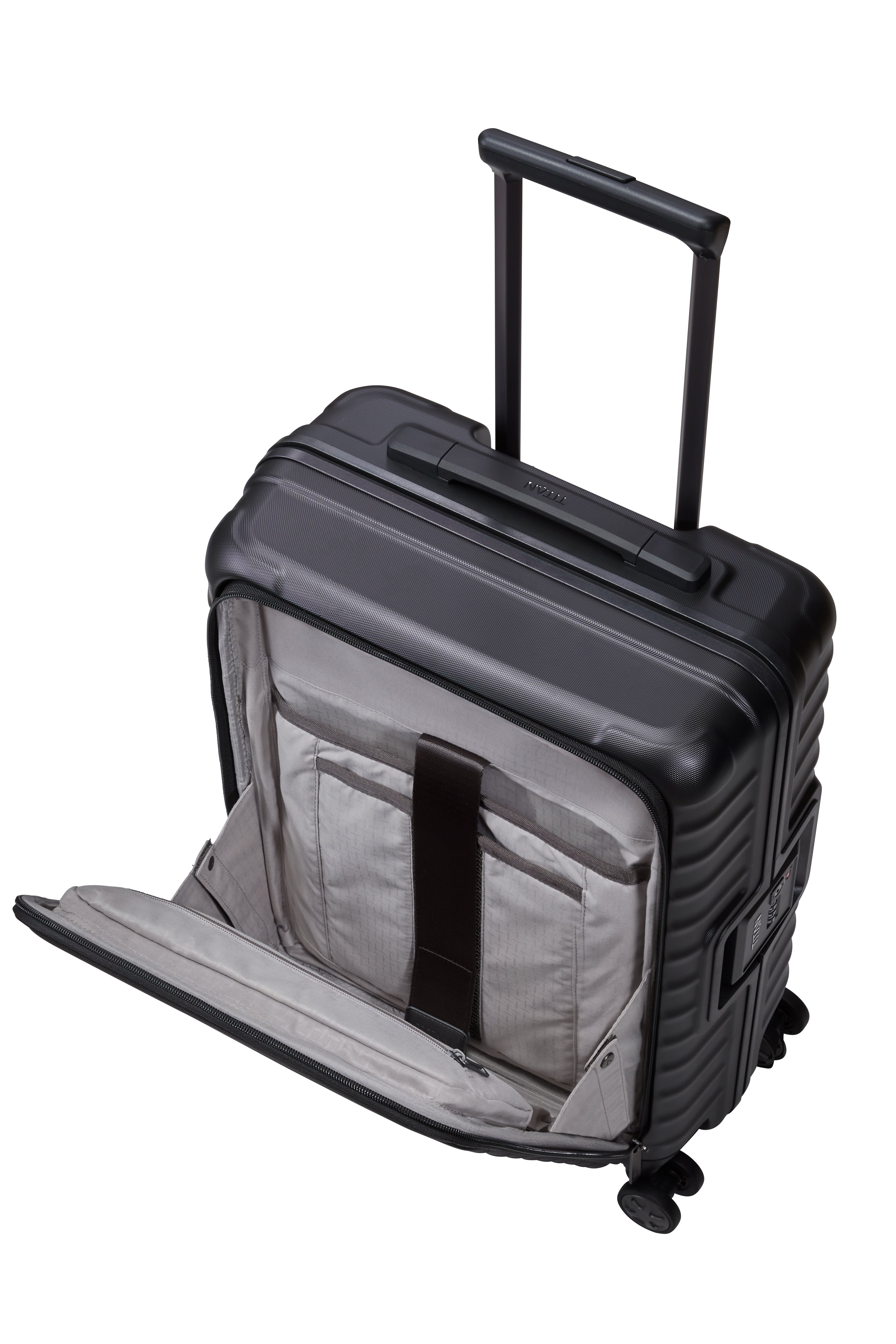 Titan LITRON Frame Trolley S Carry On Luggage with Front Pocket - Lightweight & Durable Suitcase for Business Travel, Weekend Getaways & Airplane Cabin Use