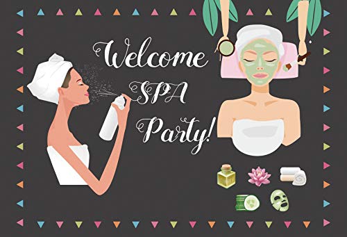 10x6.5ft Spa Party Backdrop for Girls Birthday - Floral Welcome Sign Photo Booth Background for Spa Theme Party, Teen Makeup Celebration, Cake Table Decor & Studio Props | Perfect for Baby Showers, Bridal Showers & Girls Night Decorations