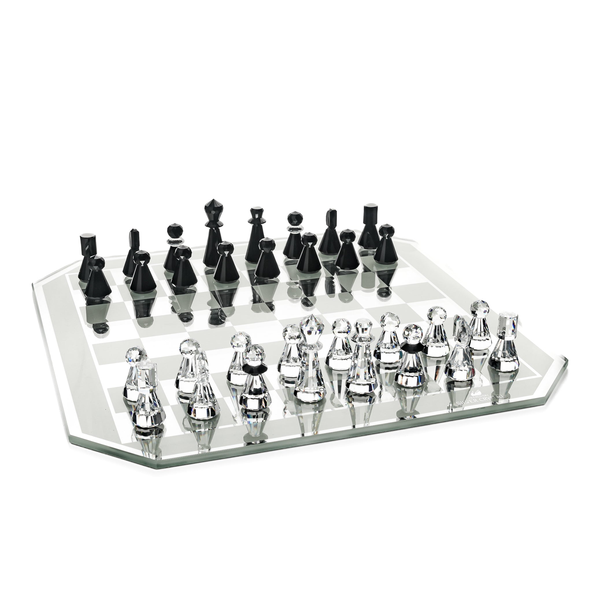 Swarovski Crystal Chess Set with Glass Board - Luxury Collector's Edition for Home Decor & Game Nights - Perfect for Gifts, Display, and Strategy Game Lovers