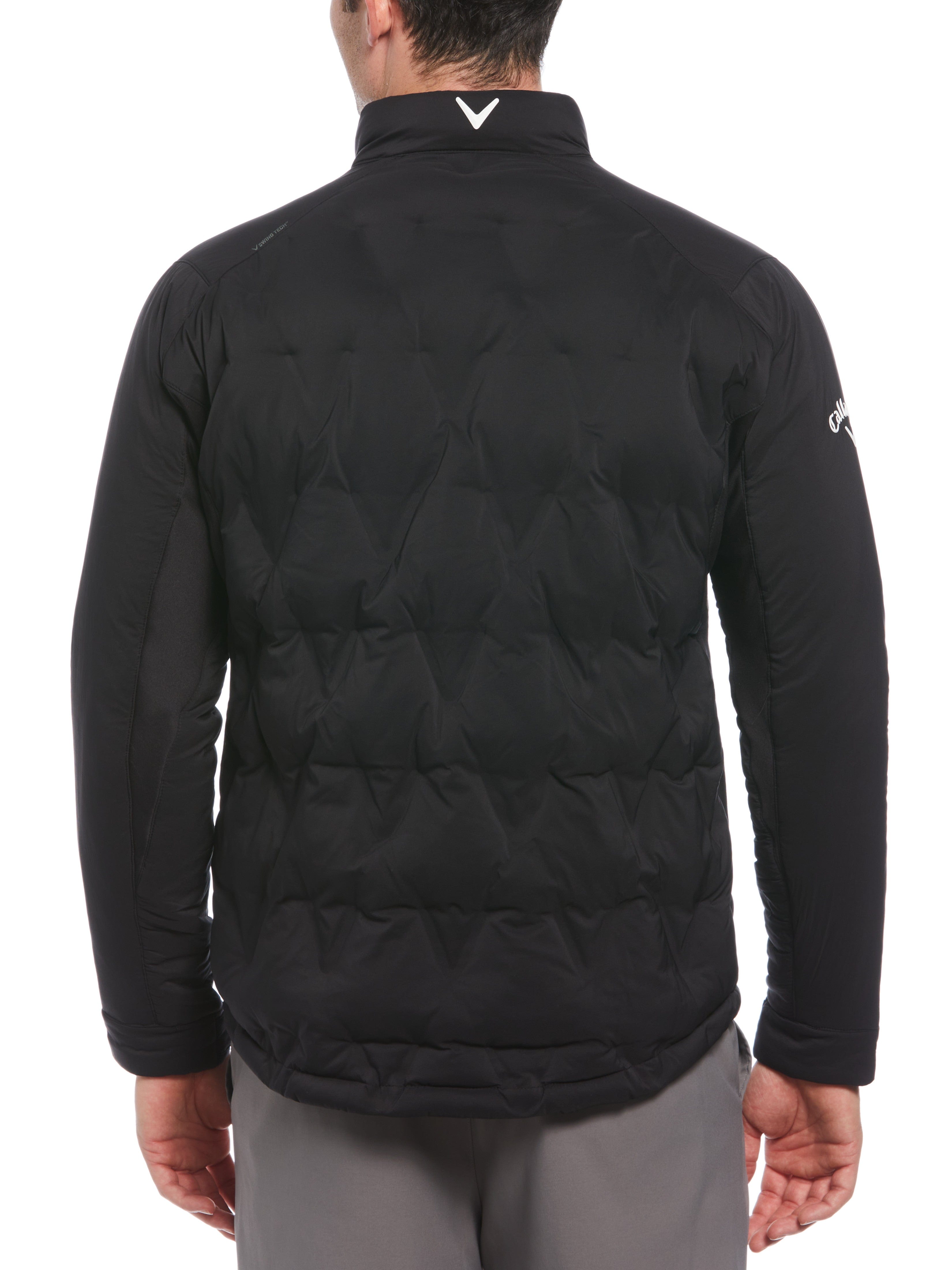Men's Welded Chevron Print Full Zip Puffer Golf Jacket - Lightweight Warm Winter Coat for Golfing, Outdoor Sports & Casual Wear