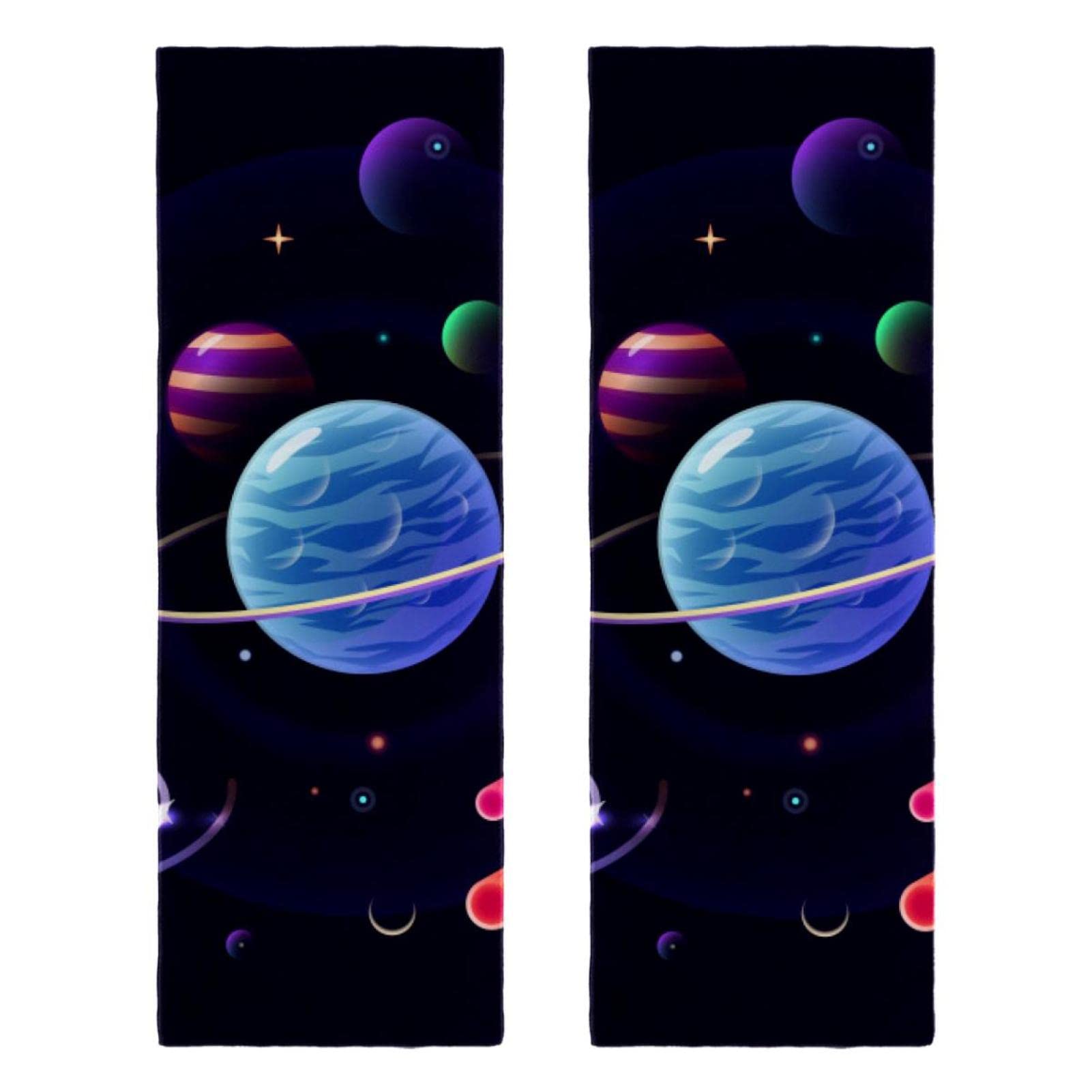 Mersov Microfiber Absorbent Towel 2 Pack - Quick Dry Sport Towels for Gym, Beach, Camping, Fitness & Running - Lightweight Cooling Towel for Workouts, Yoga & Outdoor Activities - Space Design with Glossy Planets