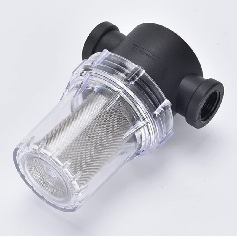 1/2 Inch Female NPT In-Line Twist-On Water Pump Strainer Filter with 100 Mesh Stainless Steel Screen - for RV Water Systems, Garden Hose Connections & Pump Protection (Durable Filtration Solution)