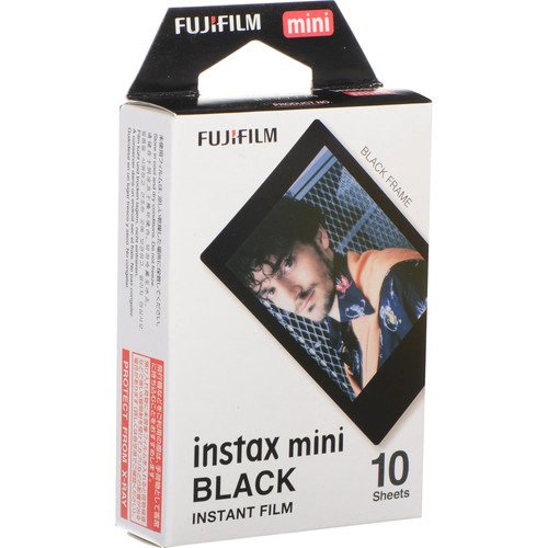 Fujifilm Instax Mini Black Instant Film (10 Exposures) - Perfect for Parties, Travel & DIY Photo Albums | Compatible with Instax Mini Cameras