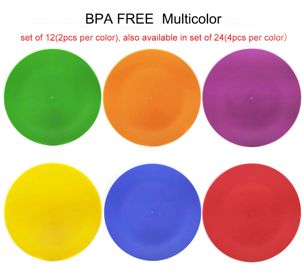 KX-WARE 12-Pack Unbreakable Plastic Dinner Plates - 9.875 Inch Reusable BPA-Free Dishwasher Safe Colorful Plates for Parties, Picnics & Outdoor Dining