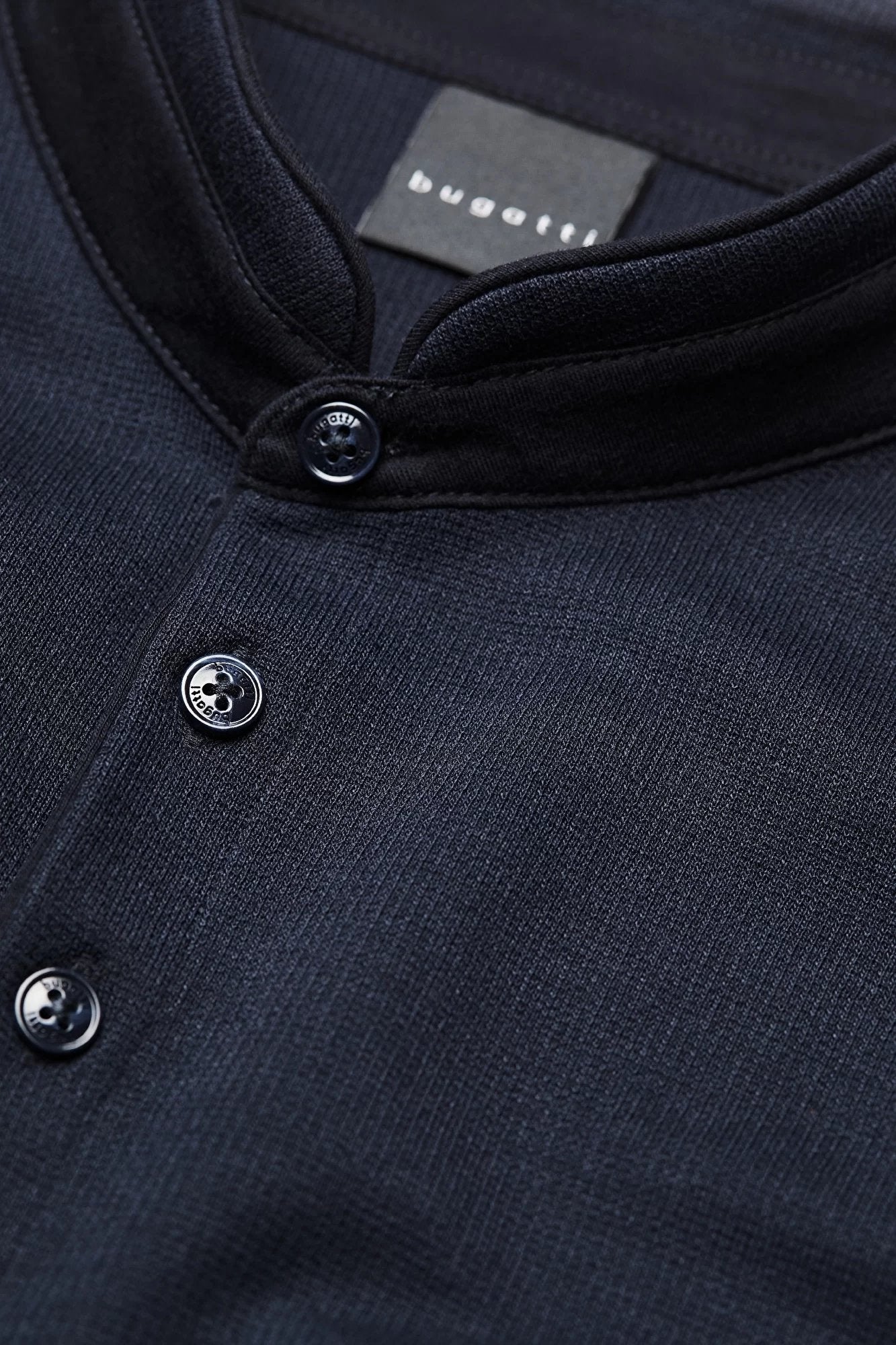 Bugatti Men's Rib Collar Long Sleeve Sweater - Dark Navy Blue Slim Fit Pullover for Casual Wear, Office & Winter Outfits