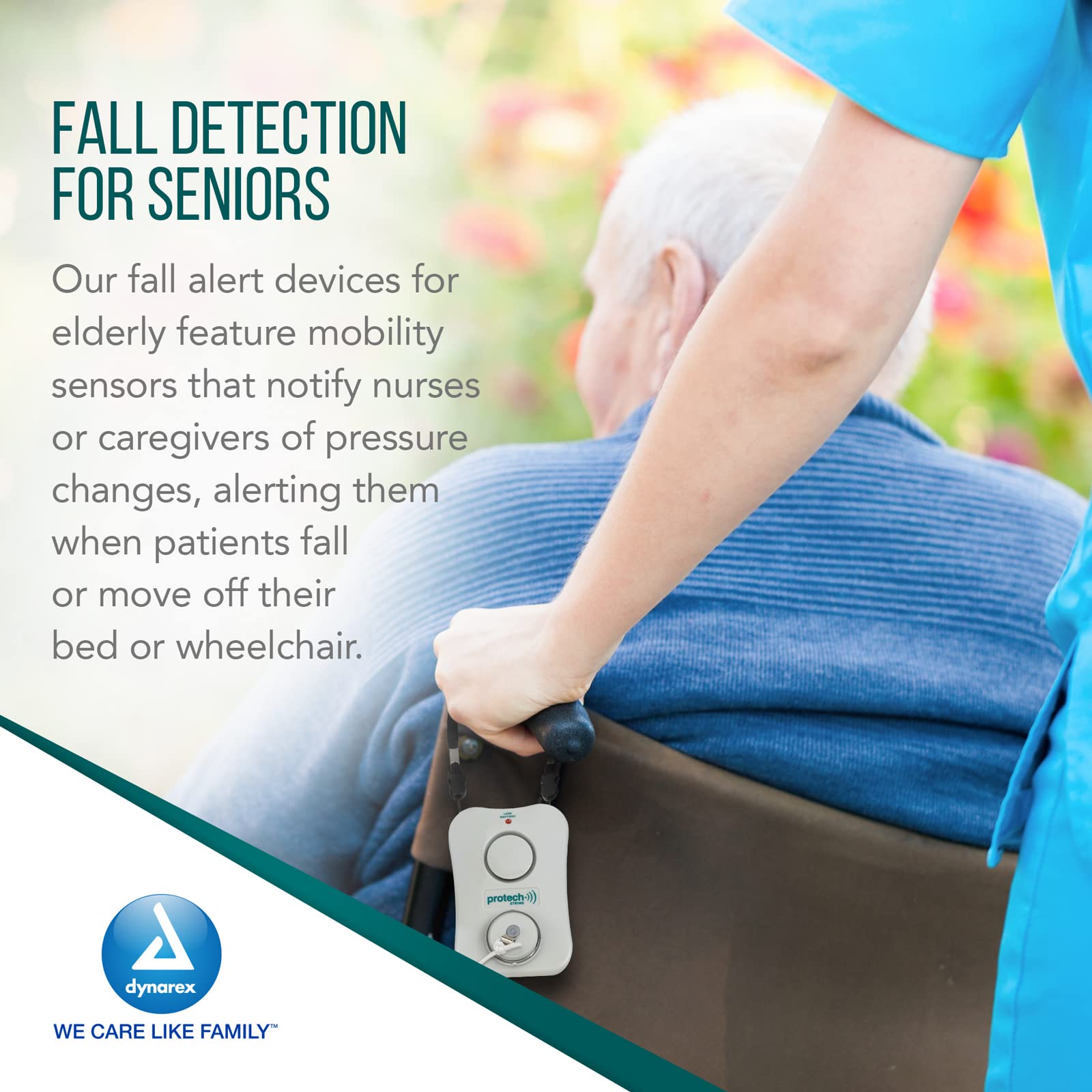 Dynarex Protech String Monitor - Elderly Fall Prevention Alarm for Beds & Chairs | Pressure-Sensitive Caregiver Alert System | Home Care, Hospital & Hospice Safety Equipment | Ideal for Dementia Patients & Seniors at Risk of Falling