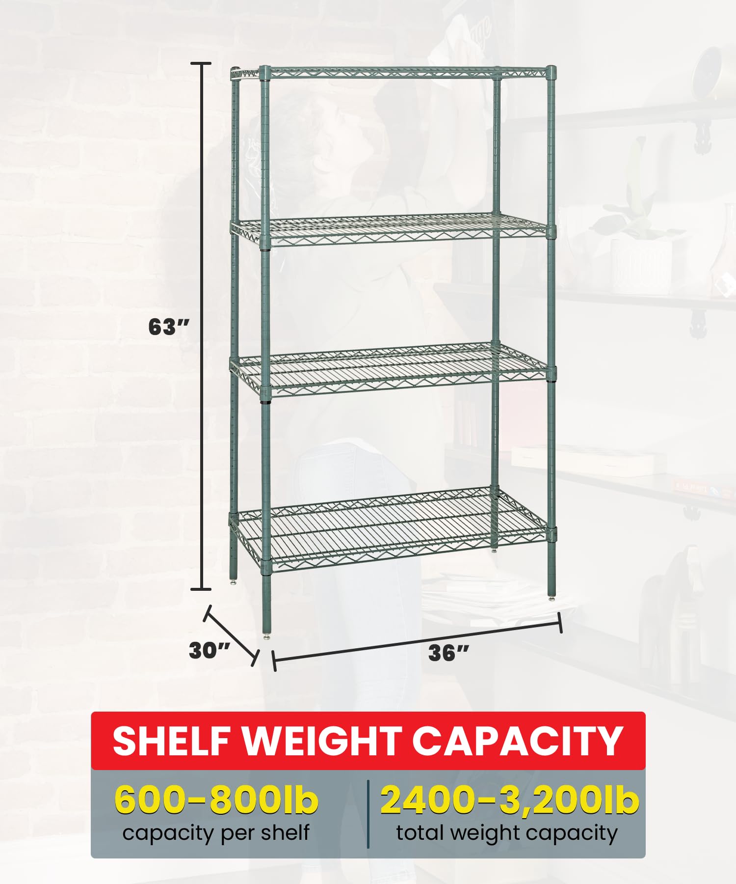 Quantum Storage Systems WR63-3036P 4-Tier Wire Shelving Unit - 63