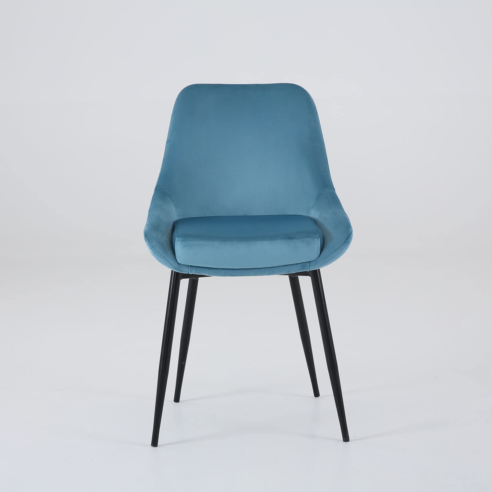 Tesmala 2-Pack Minimalist Dining Chairs with Metal Legs & Upholstered Seats - Modern Kitchen, Dining Room, Bedroom or Living Room Furniture - Blue Velvet Accent Chairs for Small Spaces & Compact Dining Areas
