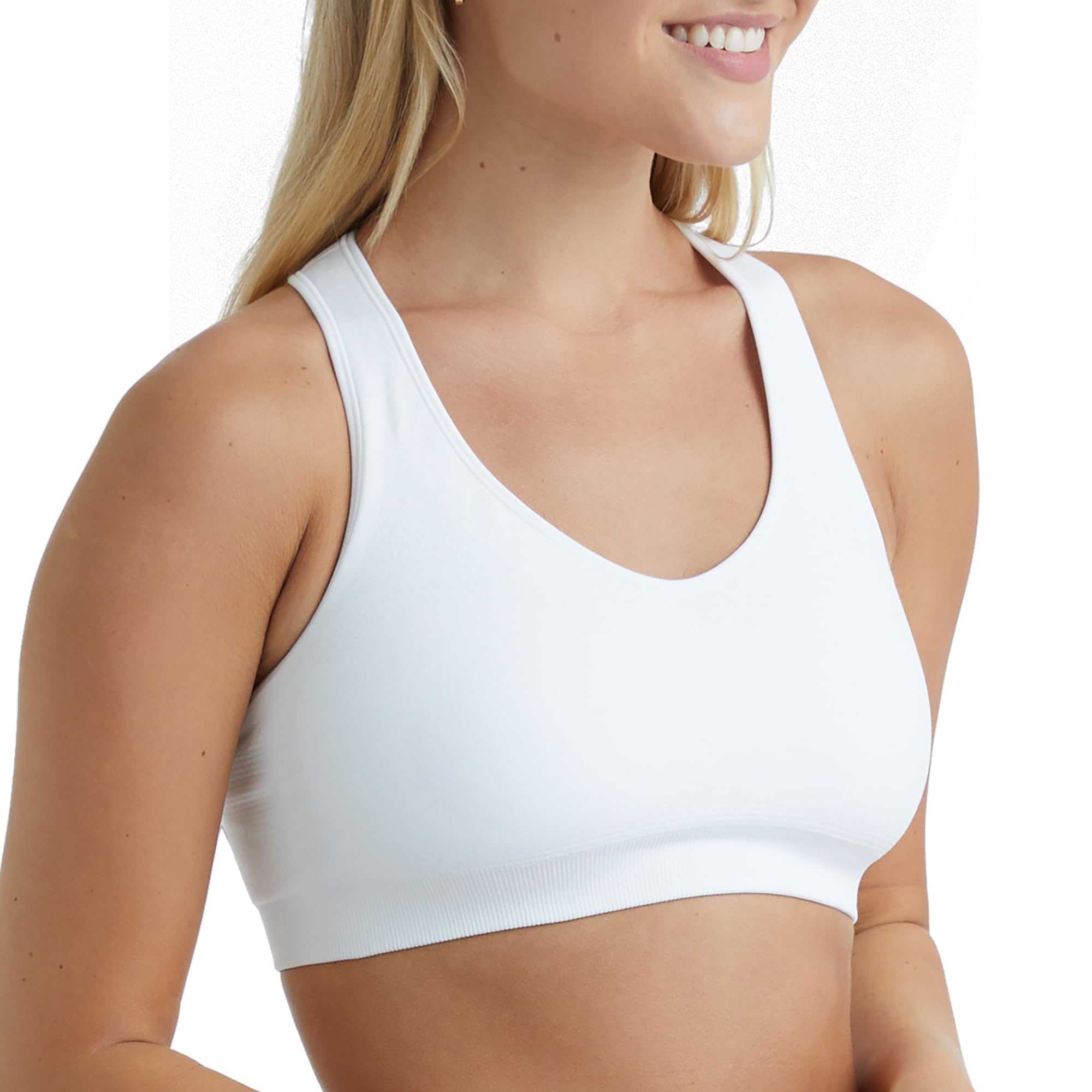 Hanes Women's Seamless Racerback Sports Bra - Moisture-Wicking Workout Top with Moderate Support (1 or 3 Pack) - Perfect for Yoga, Gym & Running