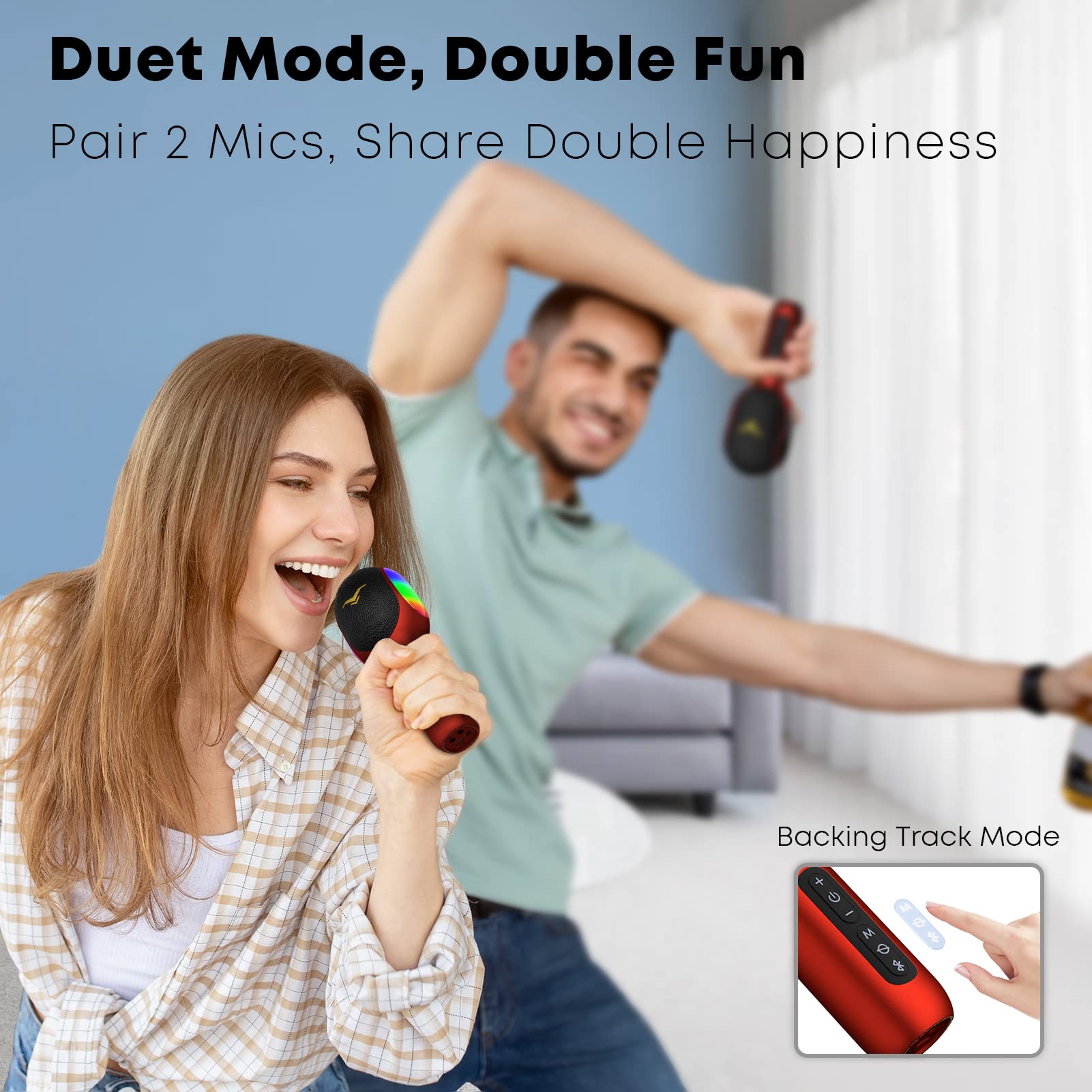 Wireless Bluetooth Karaoke Microphone with RGB Lights - 5-in-1 Portable Handheld Mic Speaker for Home Party, Car Travel & Music Recording | Duet Singing Mini Karaoke Machine | Perfect Gift for Kids & Adults | Ideal for Birthday Parties, Road Trips & Family Gatherings