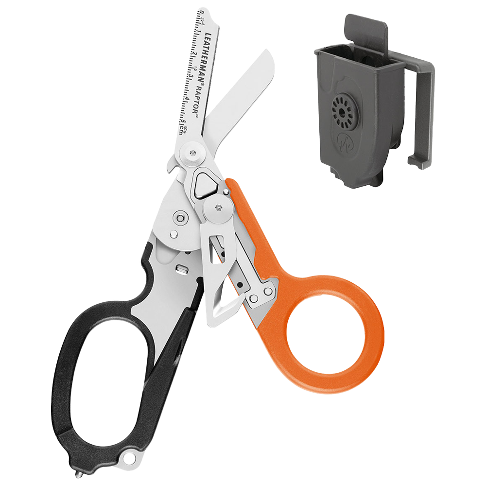 Raptor Rescue Folding Medical Shears - Orange Emergency Trauma Shears for First Aid, EMS, Nurses & Outdoor Survival | Heavy Duty Stainless Steel Scissors for Cutting Bandages, Clothing & Seatbelts