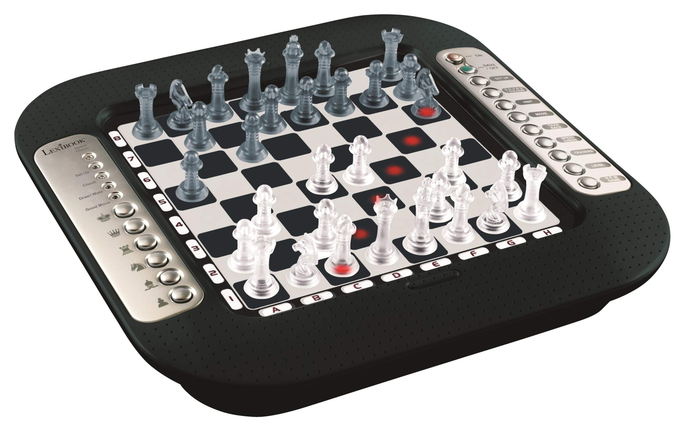 Lexibook Chessman® FX Electronic Chess Game - Tactile Keyboard, Light & Sound Effects, 32 Pieces, 64 Difficulty Levels - Perfect for Family Game Nights & Strategy Training (Black/Grey, Model CG1335)