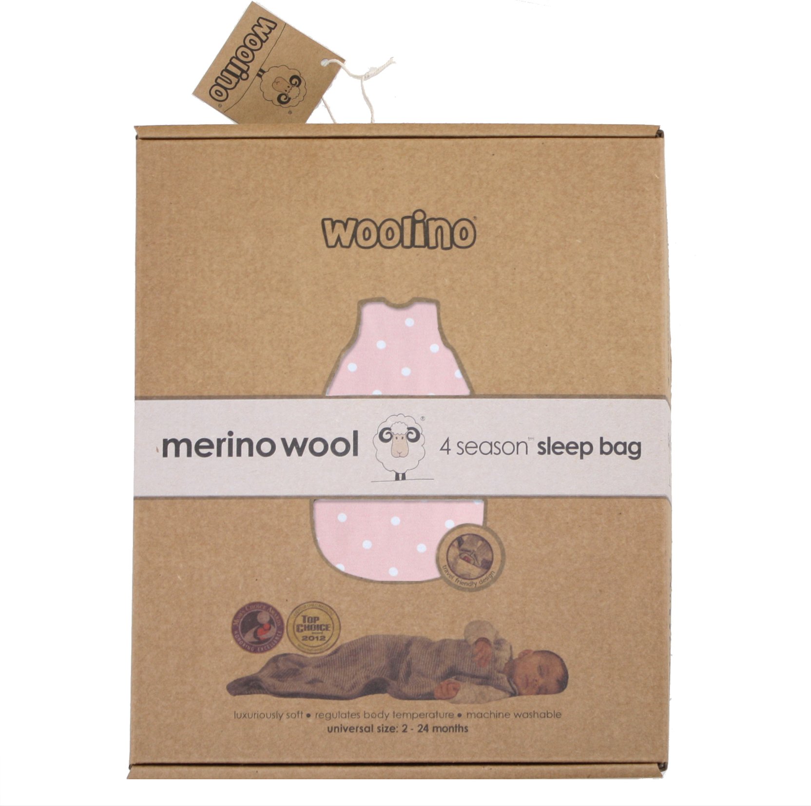 Woolino 4 Season Merino Wool Wearable Blanket - Soft Baby Sleep Sack for Infants 2 Months to 2 Years - Machine Washable & Breathable for Nursery, Daycare & Travel - Rose Pink