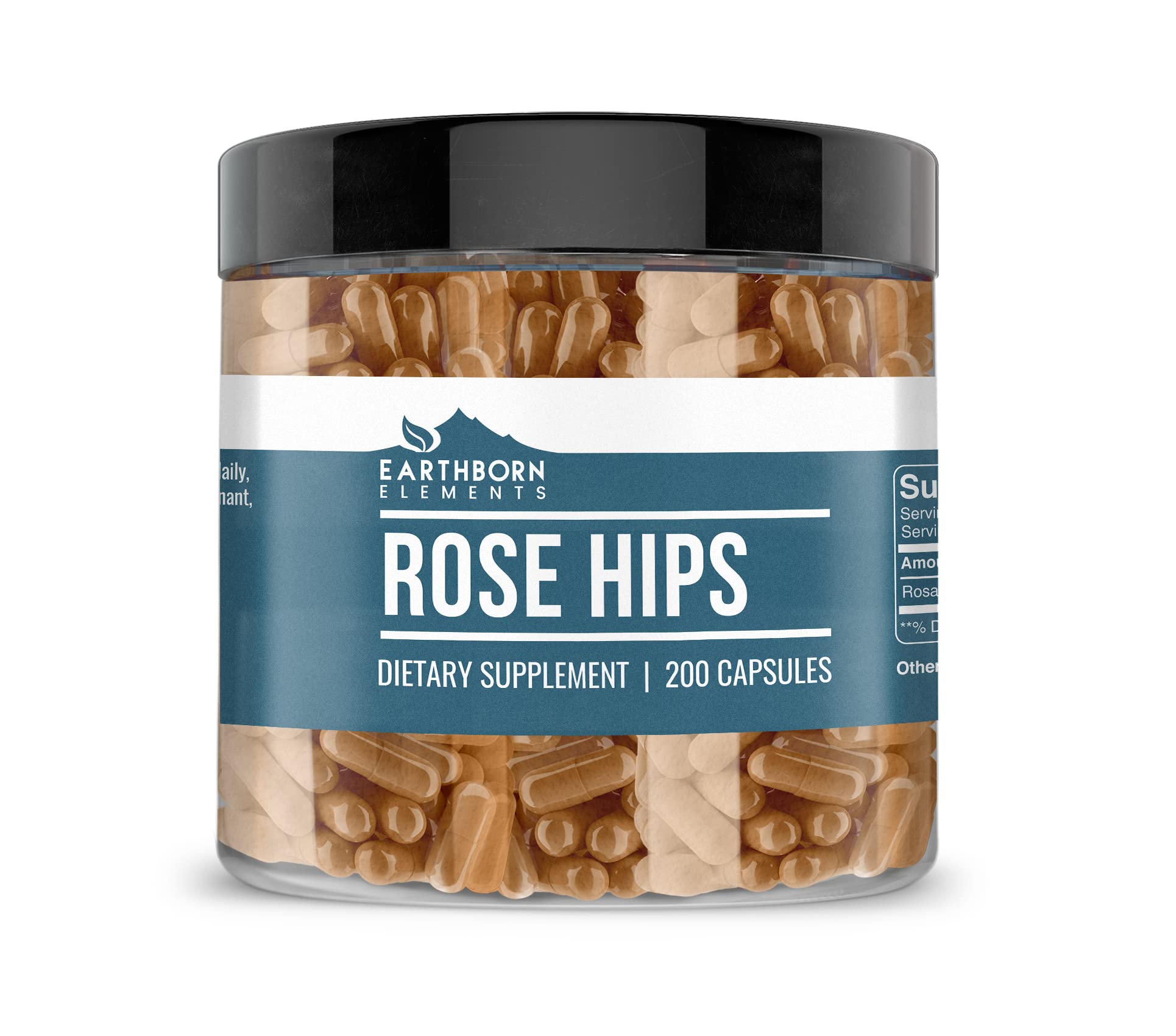 Earthborn Elements Rose Hips 200 Capsules - Pure & Undiluted, No Additives or Fillers | Natural Supplement for Skin Health, Immune Support & Antioxidant Benefits | Perfect for Daily Wellness Routine & Holistic Self-Care