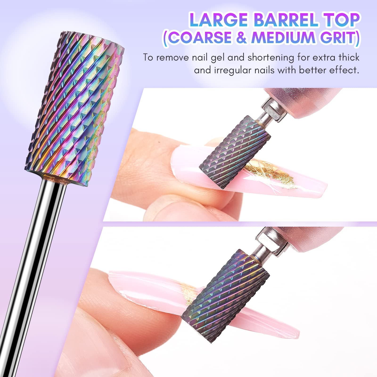 Makartt 7Pcs Professional Nail Drill Bits Set - Tungsten Carbide, Diamond & Ceramic Bits for Acrylic Nails, Includes 3/32 Drill Bits & 300Pcs Sanding Bands (#80#150#240 Grits) - Perfect for Salon, Home Manicure & Nail Art