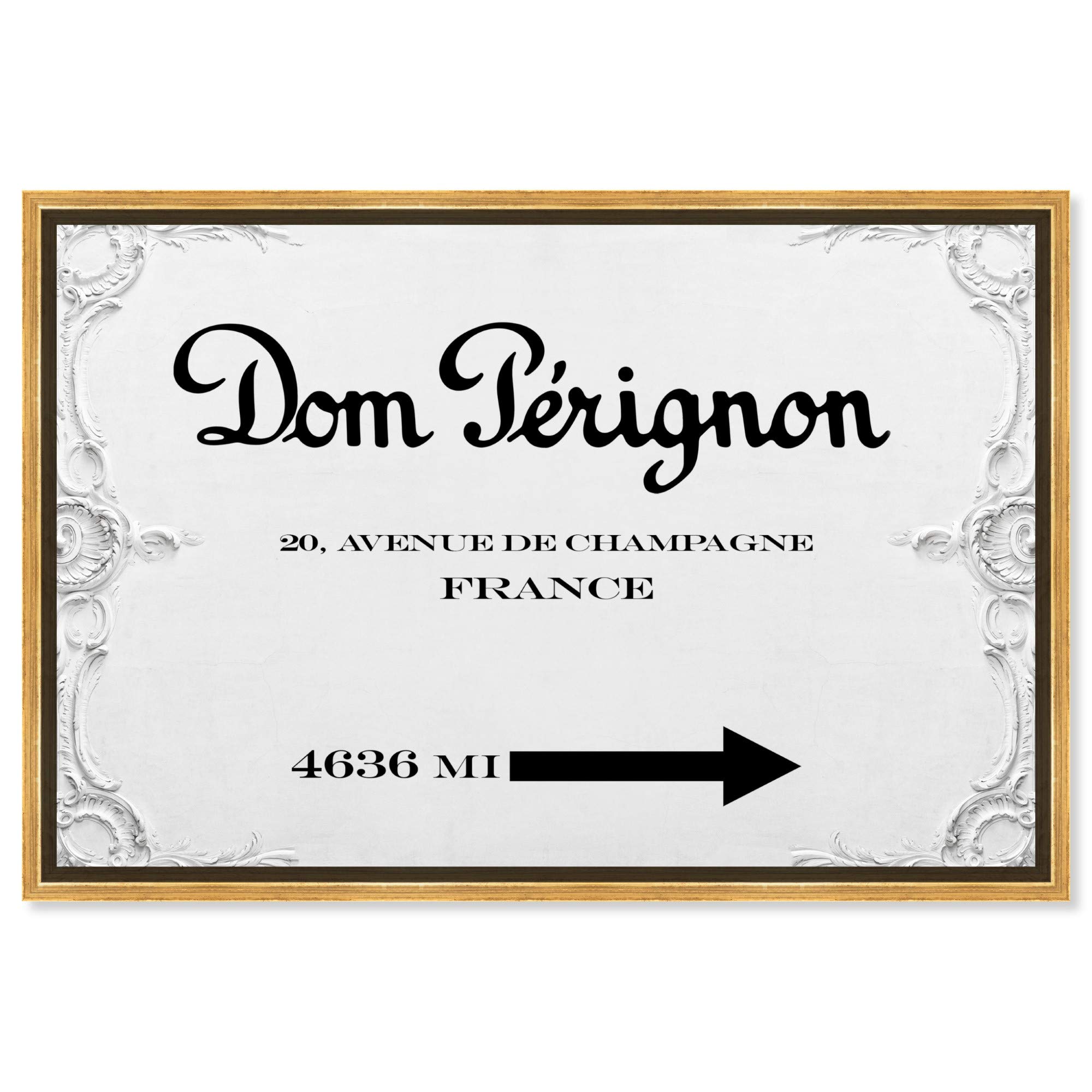 Oliver Gal Artist Co. Fashion & Glam Wall Art Framed Canvas Print - 'Dom P Road Signs' Home Decor (30x20 Inches, Black & White) - Perfect for Living Room, Bedroom & Office Wall Decor