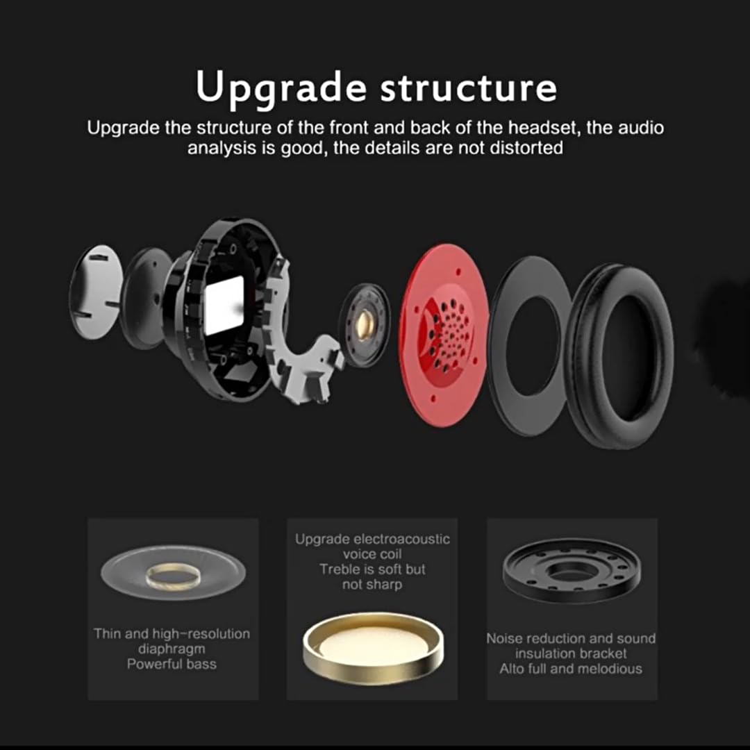 MUARRON Wireless Bluetooth Headphones with Colorful LED Lights, Foldable Design, 30H Playtime - Bluetooth 5.0, 13m Range, Built-in Mic, Stereo Surround Sound for Gym, Running, Travel & Work