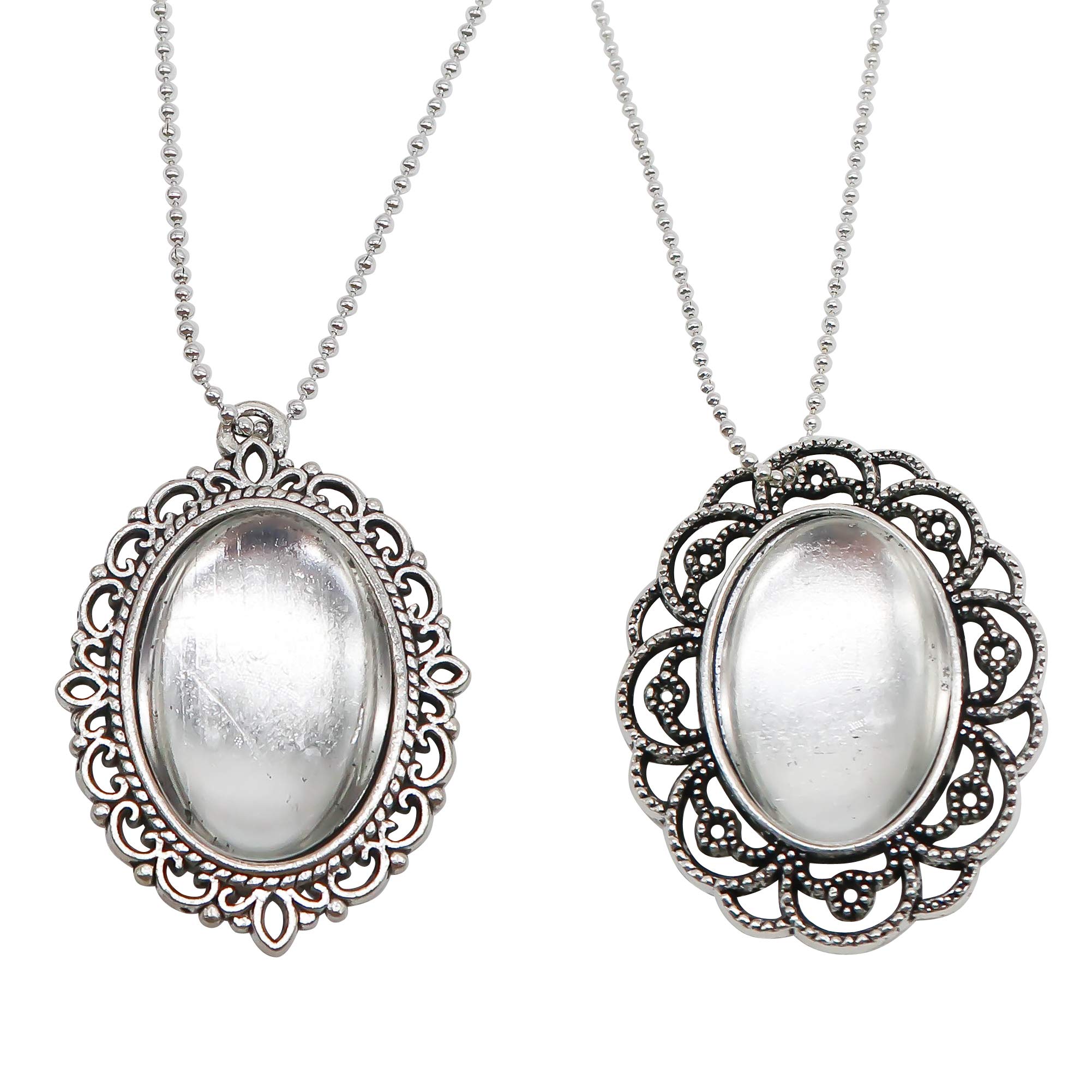 TOAOB 76pcs Silver Pendant Trays Set - 10 Oval Bezel Blanks, 10 Glass Cabochon Dome Tiles & 56 Jewelry Making Accessories for DIY Photo Pendant Crafting - Perfect for Necklaces, Bracelets, Earrings and Handmade Jewelry Designs