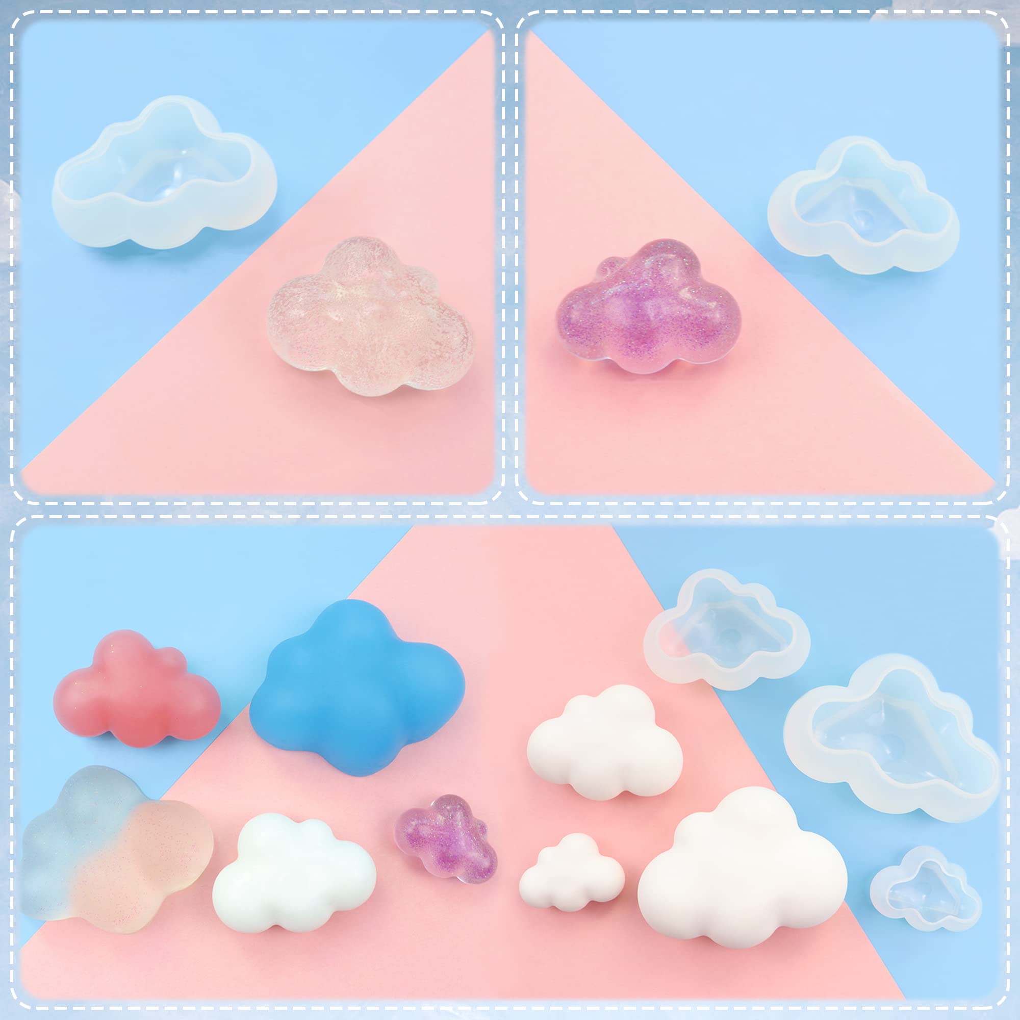 14-Piece 3D Silicone Cloud Cookie Cutters & Fondant Molds Set - Baking Decorations for Cookies, Cupcakes, Cakes - Perfect for Parties, Holidays & DIY Desserts