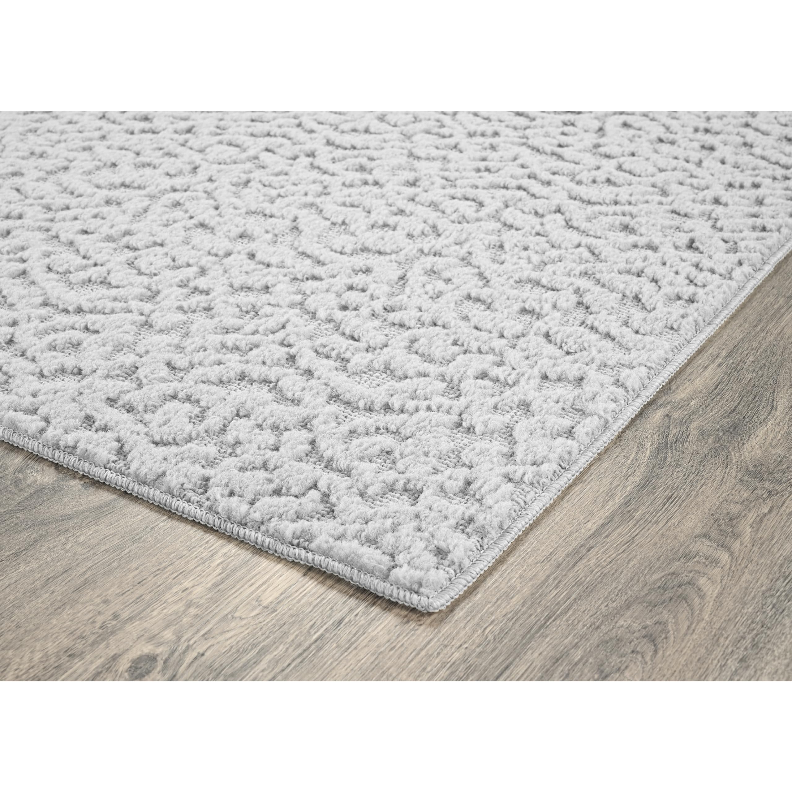 Garland Rug Ivy 4x6 Feet Silver Area Rug - Soft Non-Slip Living Room Rug for Bedroom, Dining Room & Home Decor